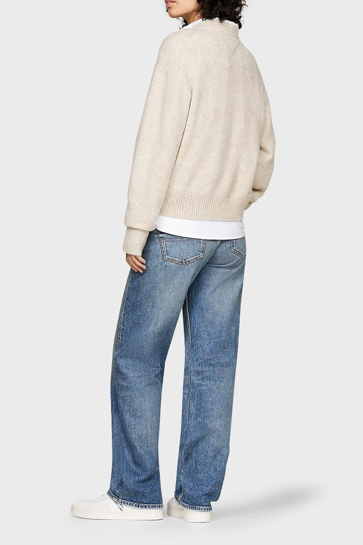 Tommy Jeans Streç Yünlü Relaxed Fit Bisiklet Yaka Bayan Kazak DW0DW18681 HCV KAHVE - 2