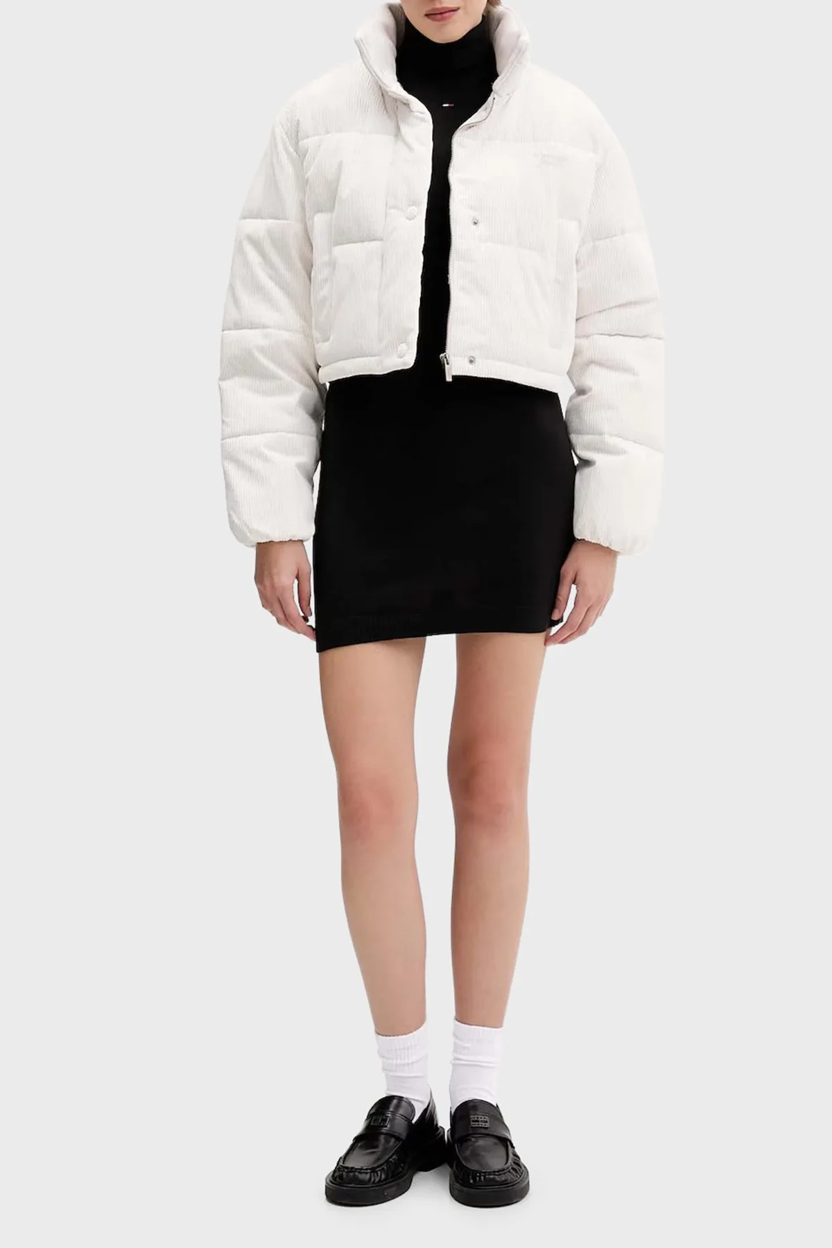 Tommy Jeans Su İtici Relaxed Fit Dik Yaka Kadife Kadın Mont DW0DW21658 YBH BEYAZ - 2