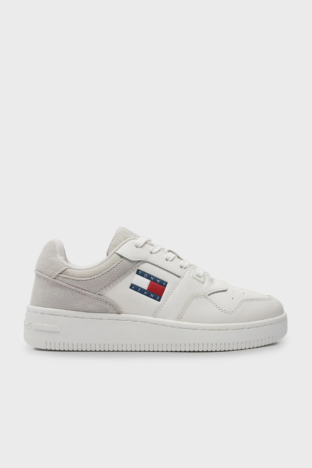 Tommy Jeans Süet Deri Sneaker Bayan Ayakkabı EN0EN02653 P06 BEYAZ-GRİ - 1