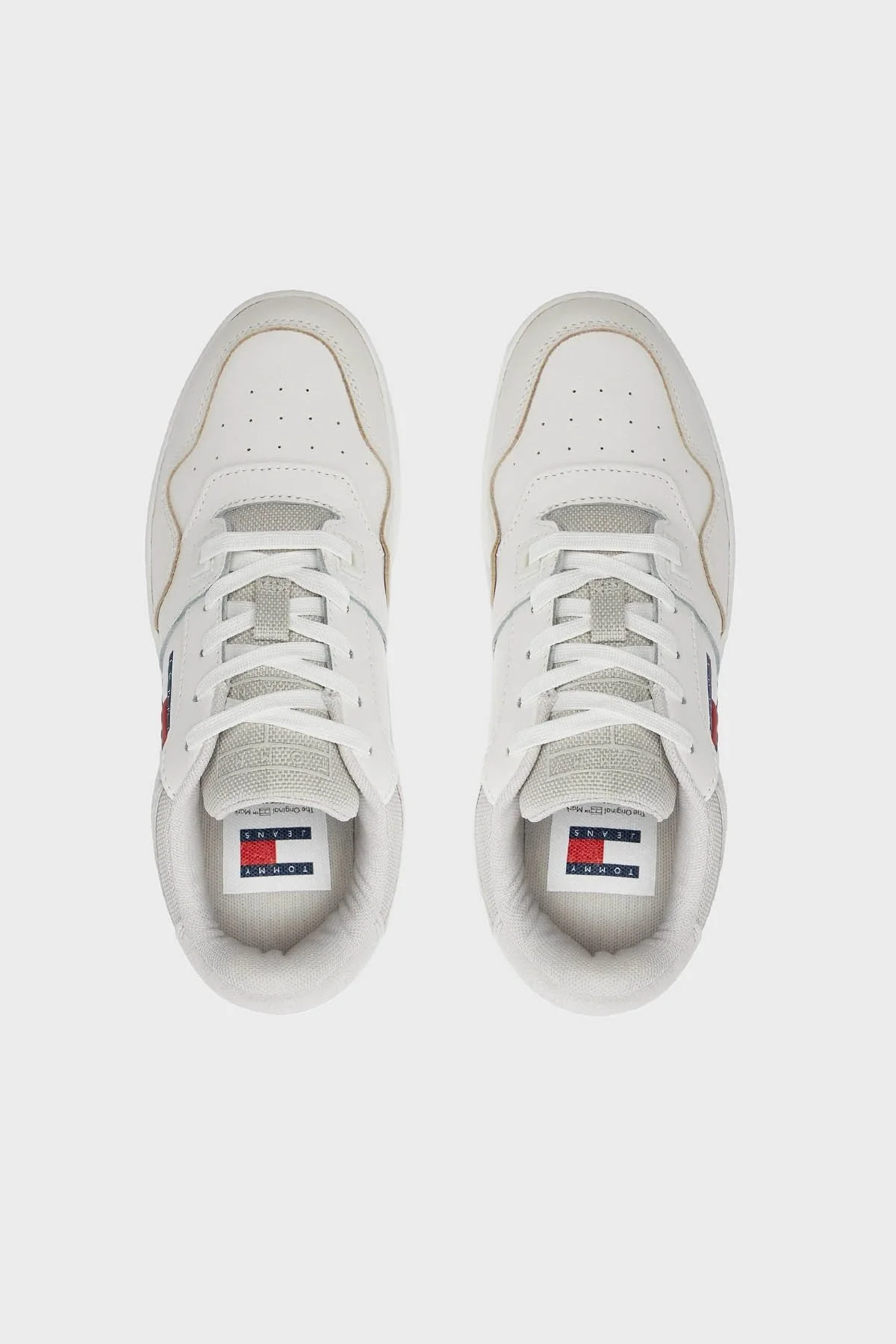 Tommy Jeans Süet Deri Sneaker Bayan Ayakkabı EN0EN02653 P06 BEYAZ-GRİ - 5
