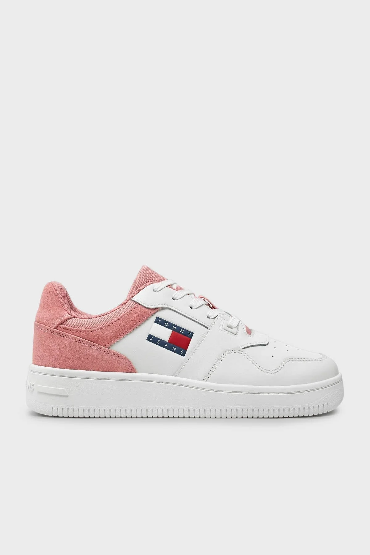 Tommy Jeans Süet Deri Sneaker Bayan Ayakkabı EN0EN02653 TH0 BEYAZ-PEMBE - 1