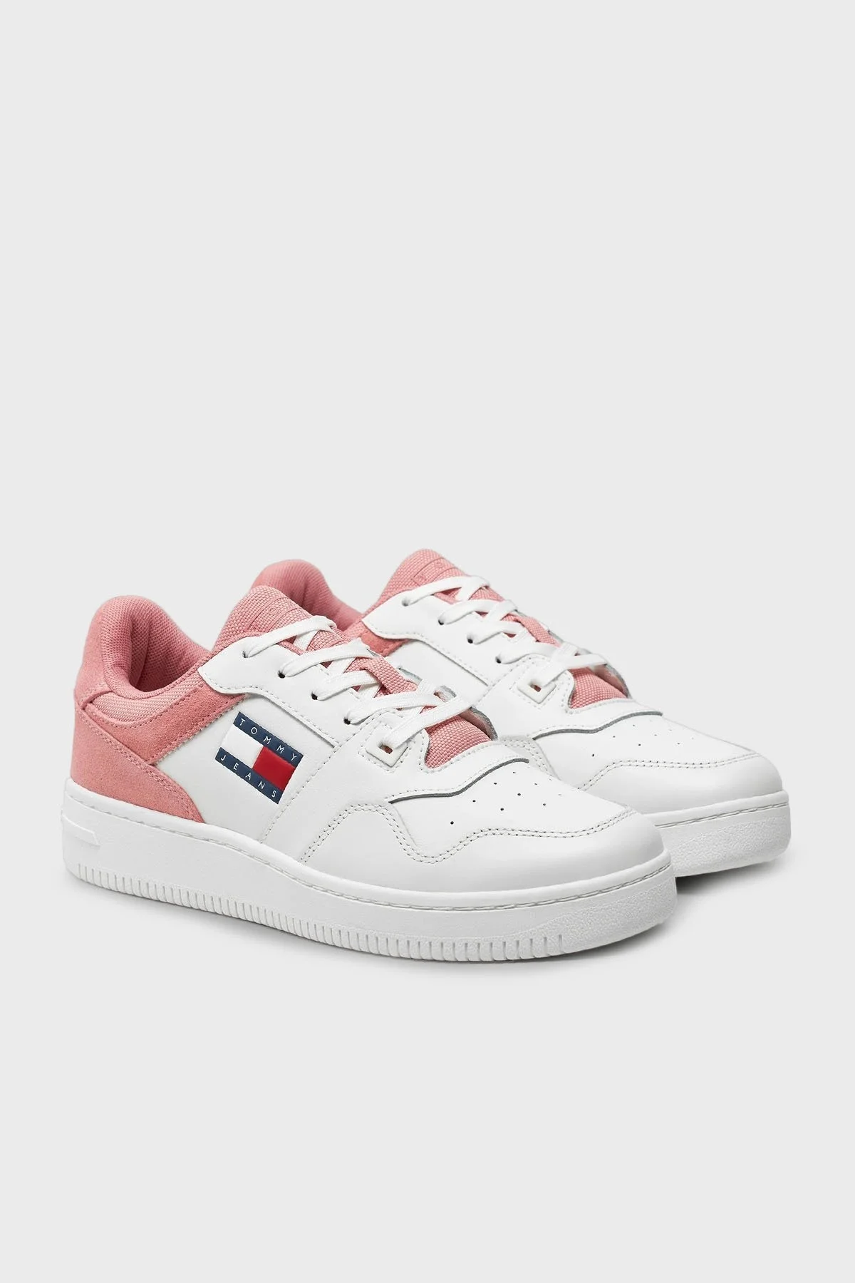 Tommy Jeans Süet Deri Sneaker Bayan Ayakkabı EN0EN02653 TH0 BEYAZ-PEMBE - 2