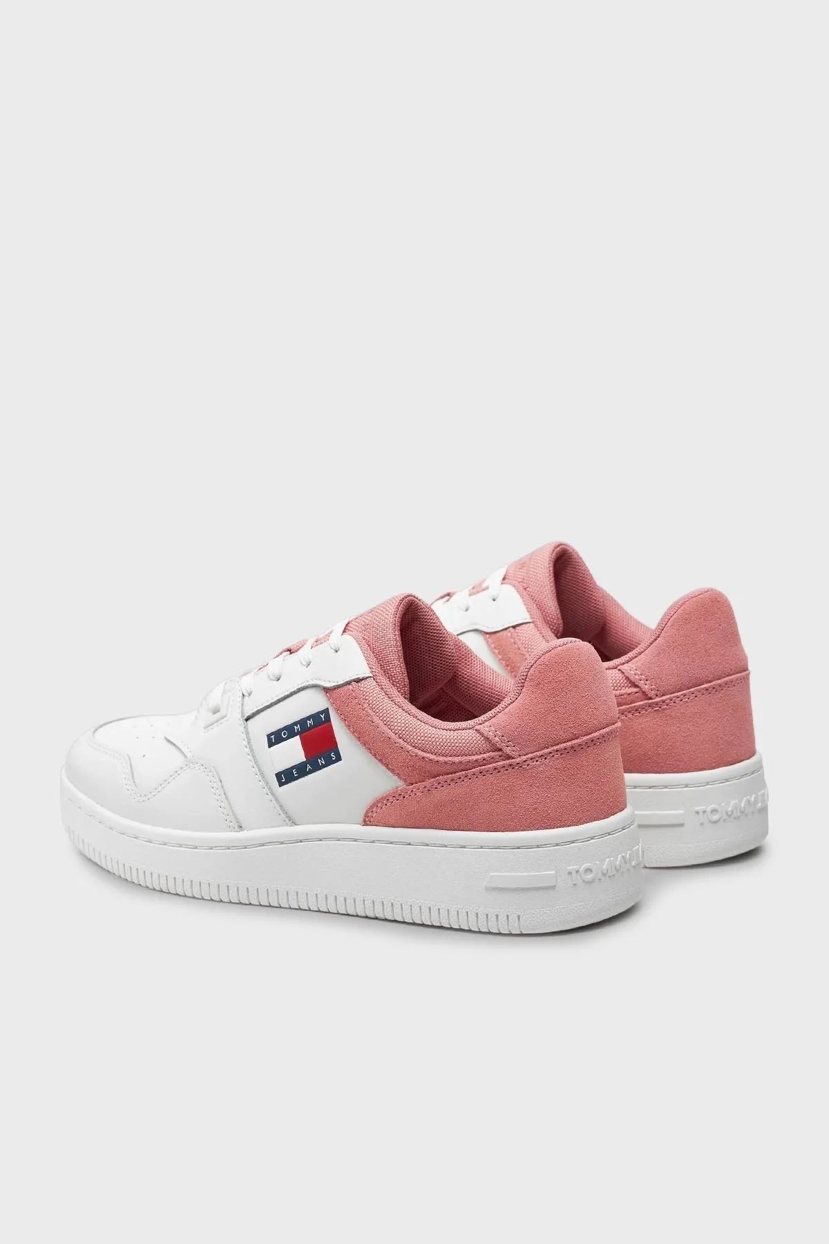 Tommy Jeans Süet Deri Sneaker Bayan Ayakkabı EN0EN02653 TH0 BEYAZ-PEMBE - 3