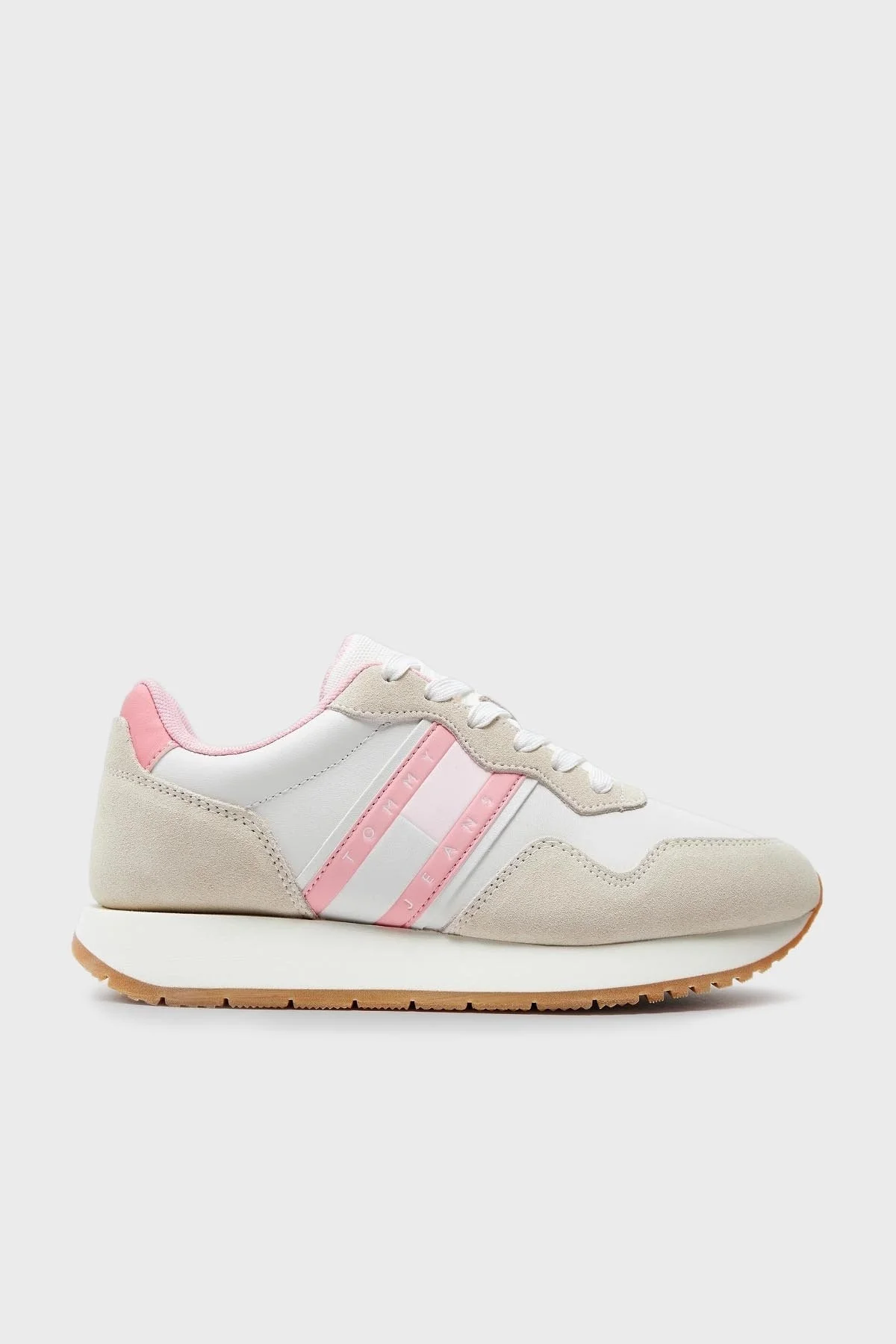 Tommy Jeans Süet Sneaker Bayan Ayakkabı EN0EN02510 TIC BEYAZ-PEMBE - 1