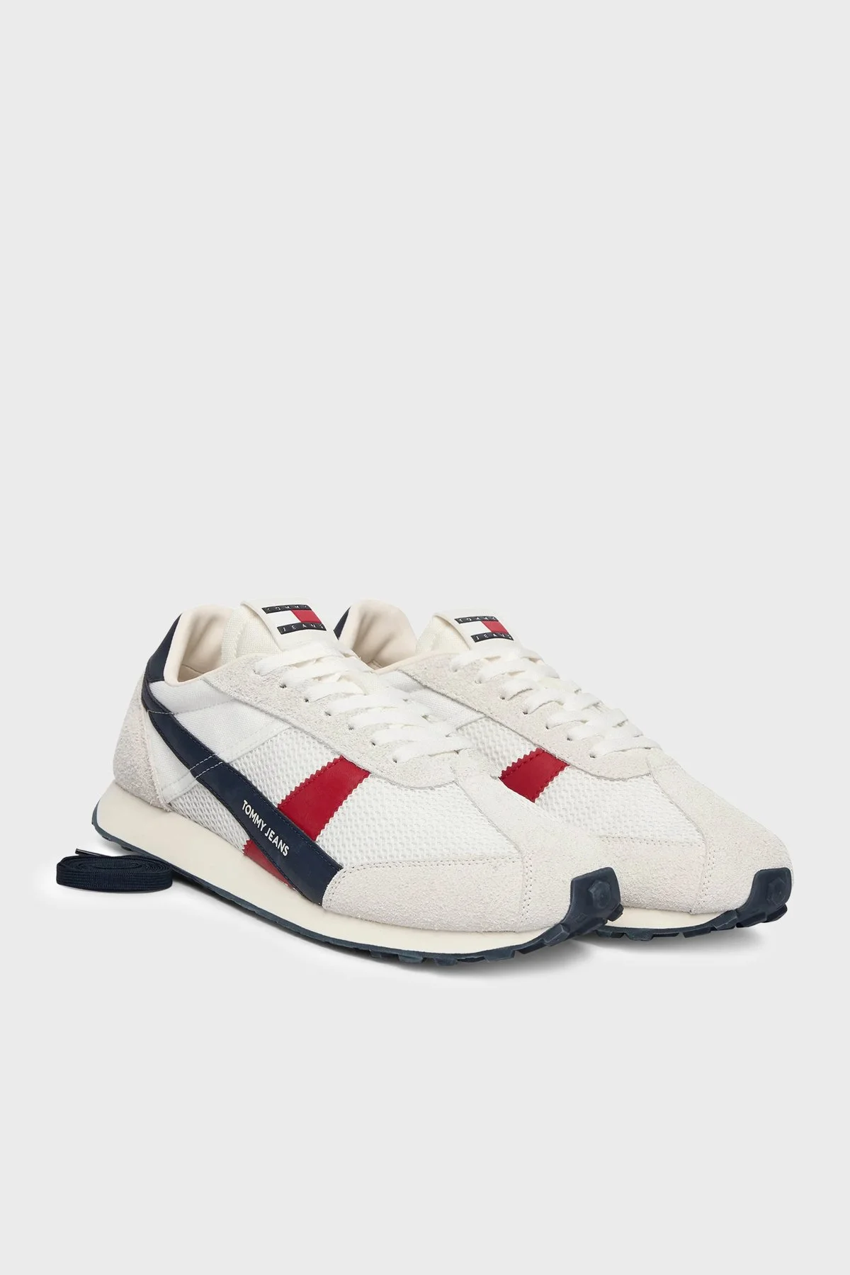 Tommy Jeans Süet Sneaker Erkek Ayakkabı EM0EM01715 0GY BEYAZ-LACİVERT - 2