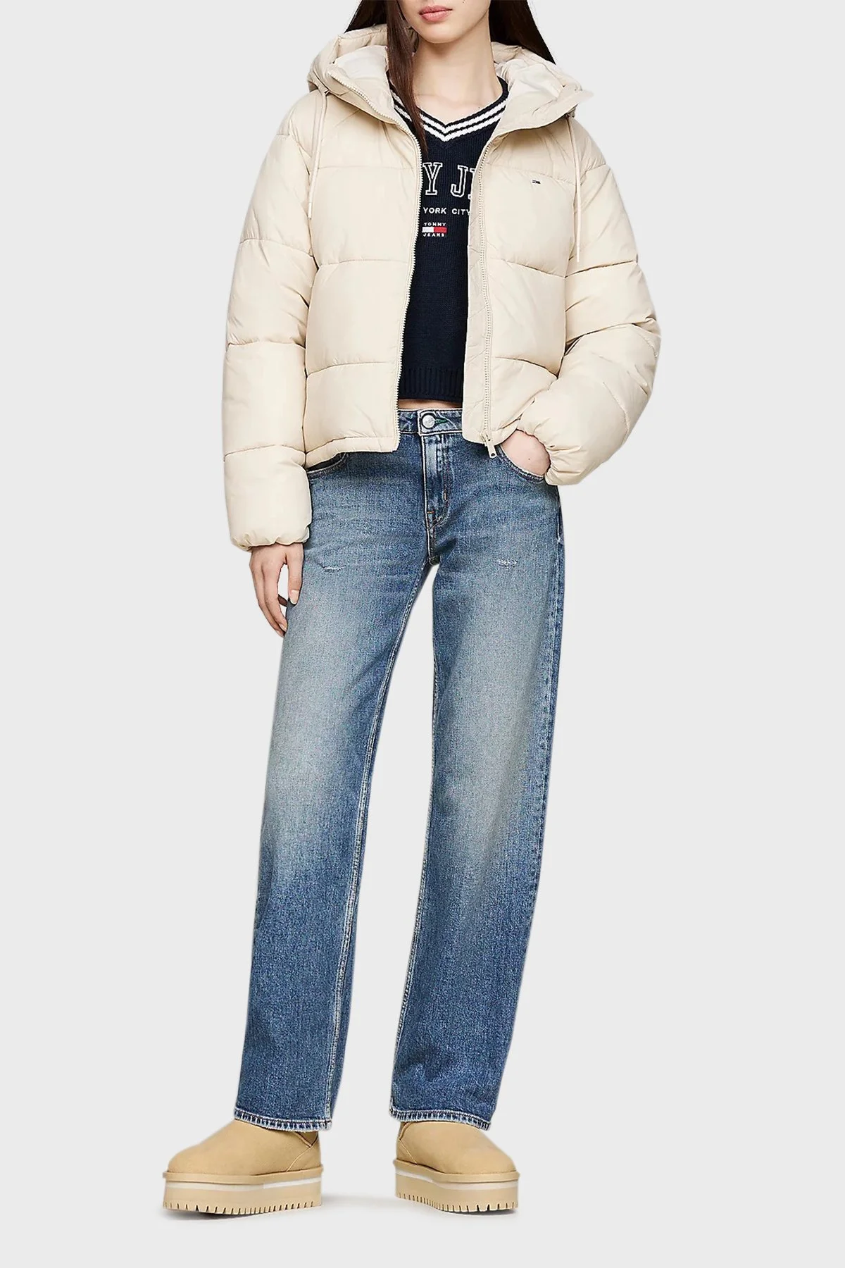 Tommy Jeans Süet Tırtıklı Platform Taban Kısa Kadın Bot EN0EN02599 AB9 BEJ - 2