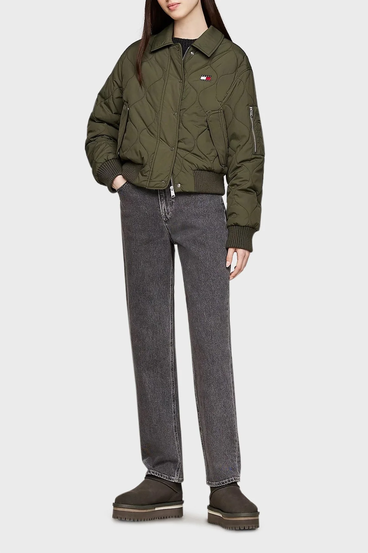 Tommy Jeans Süet Tırtıklı Platform Taban Kısa Bayan Bot EN0EN02599 PL0 KOYU GRİ - 9