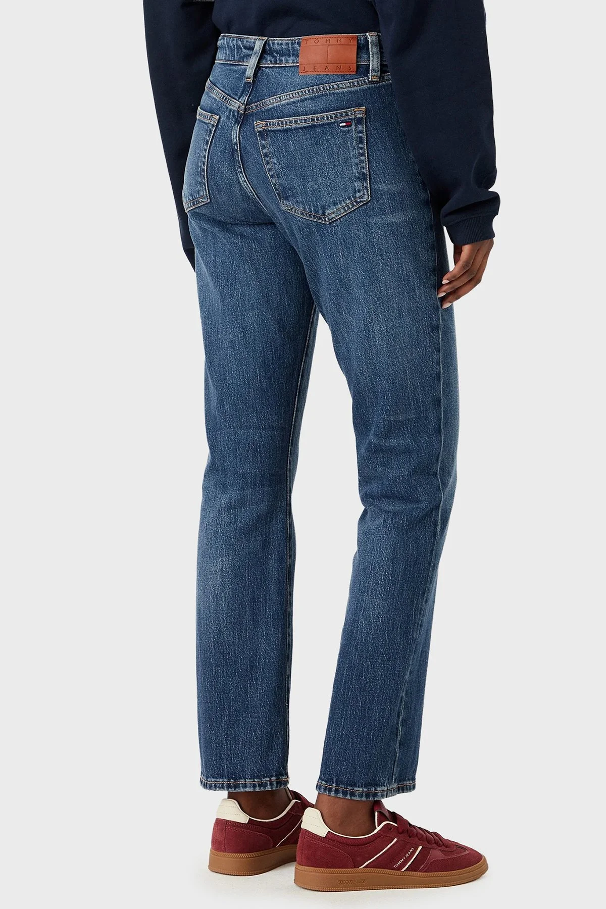 Tommy Jeans Yüksek Bel Pamuklu Wide Leg Jean Kadın Kot Pantolon DW0DW23019 1BK Mavi - 3