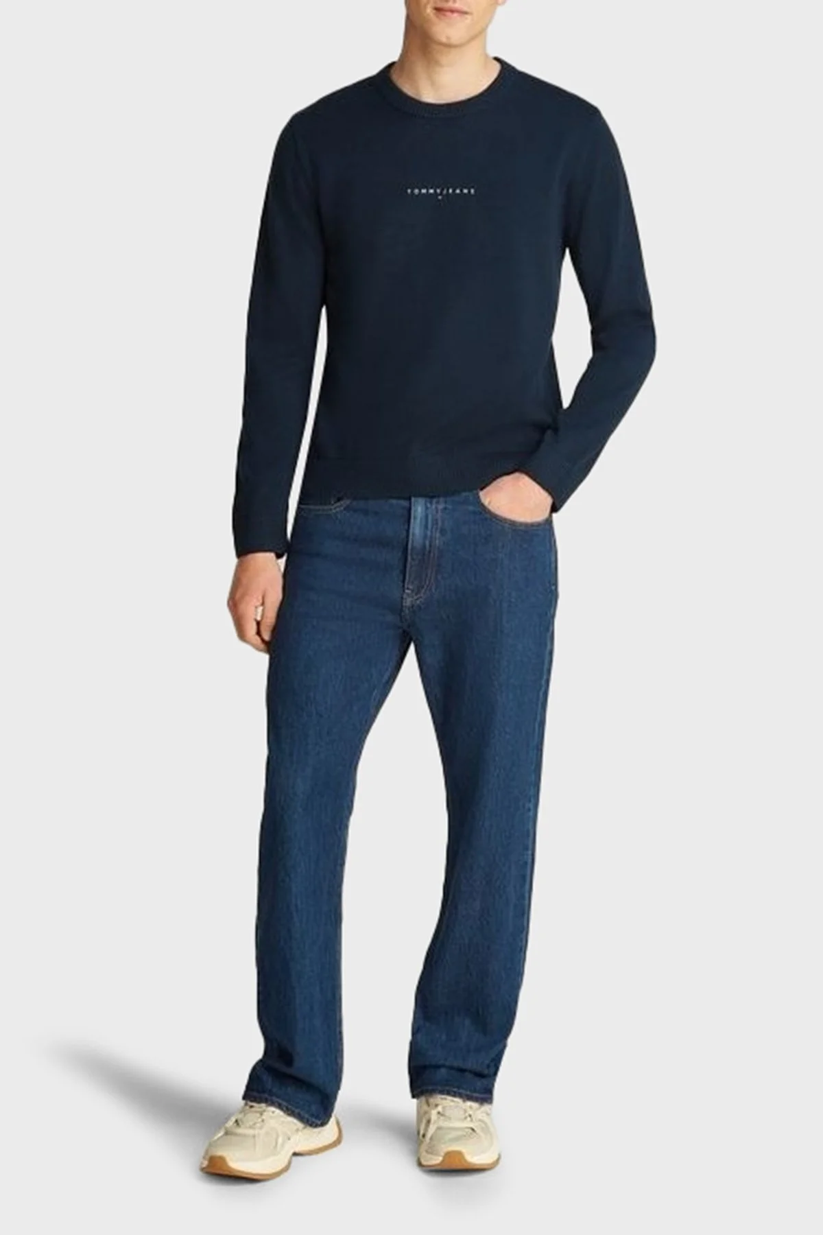 Tommy Jeans Yün Karışımlı Regular Fit Bisiklet Yaka Erkek Kazak DM0DM20299 C1G LACİVERT - 2