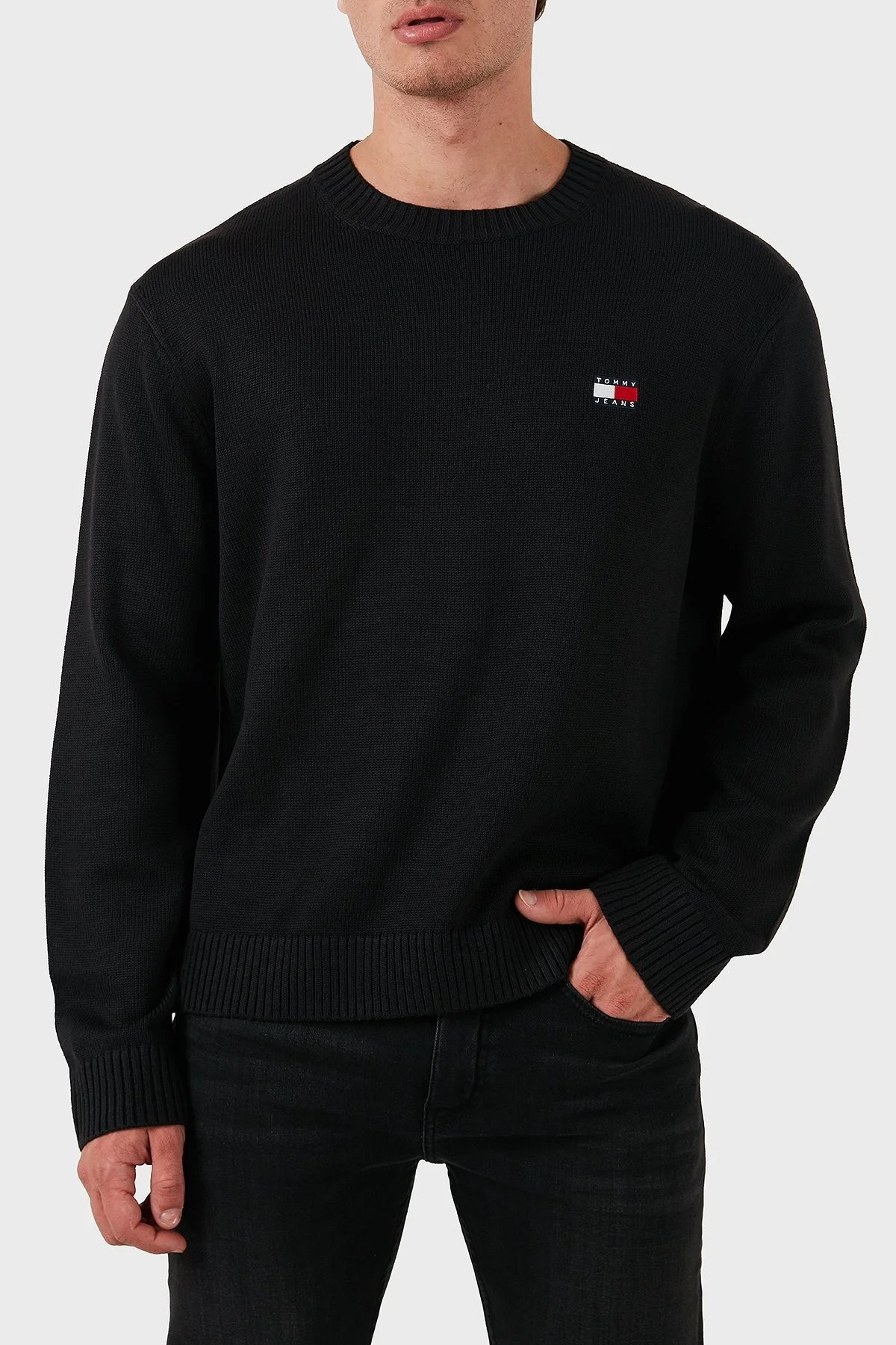 Tommy Jeans Yün Karışımlı Regular Fit Bisiklet Yaka Erkek Kazak DM0DM20706 BDS SİYAH - 1