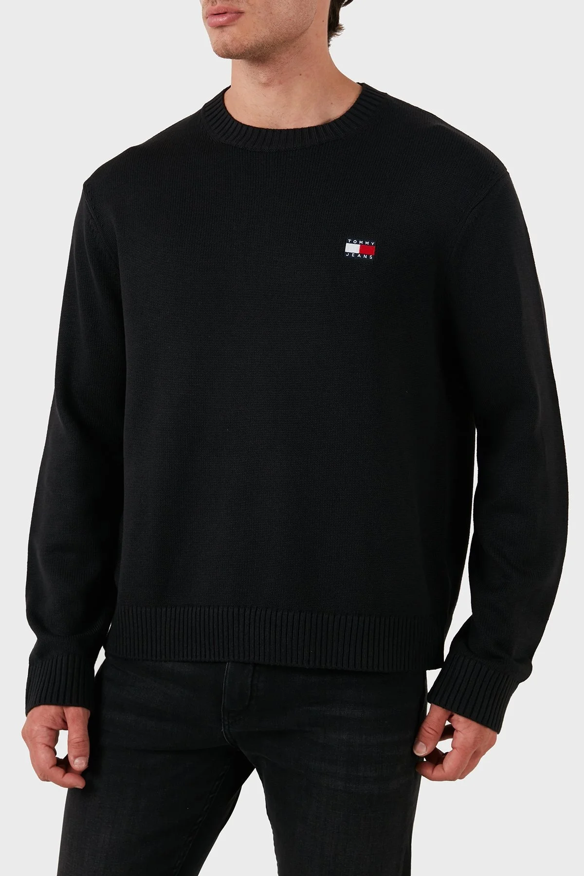 Tommy Jeans Yün Karışımlı Regular Fit Bisiklet Yaka Erkek Kazak DM0DM20706 BDS SİYAH - 5