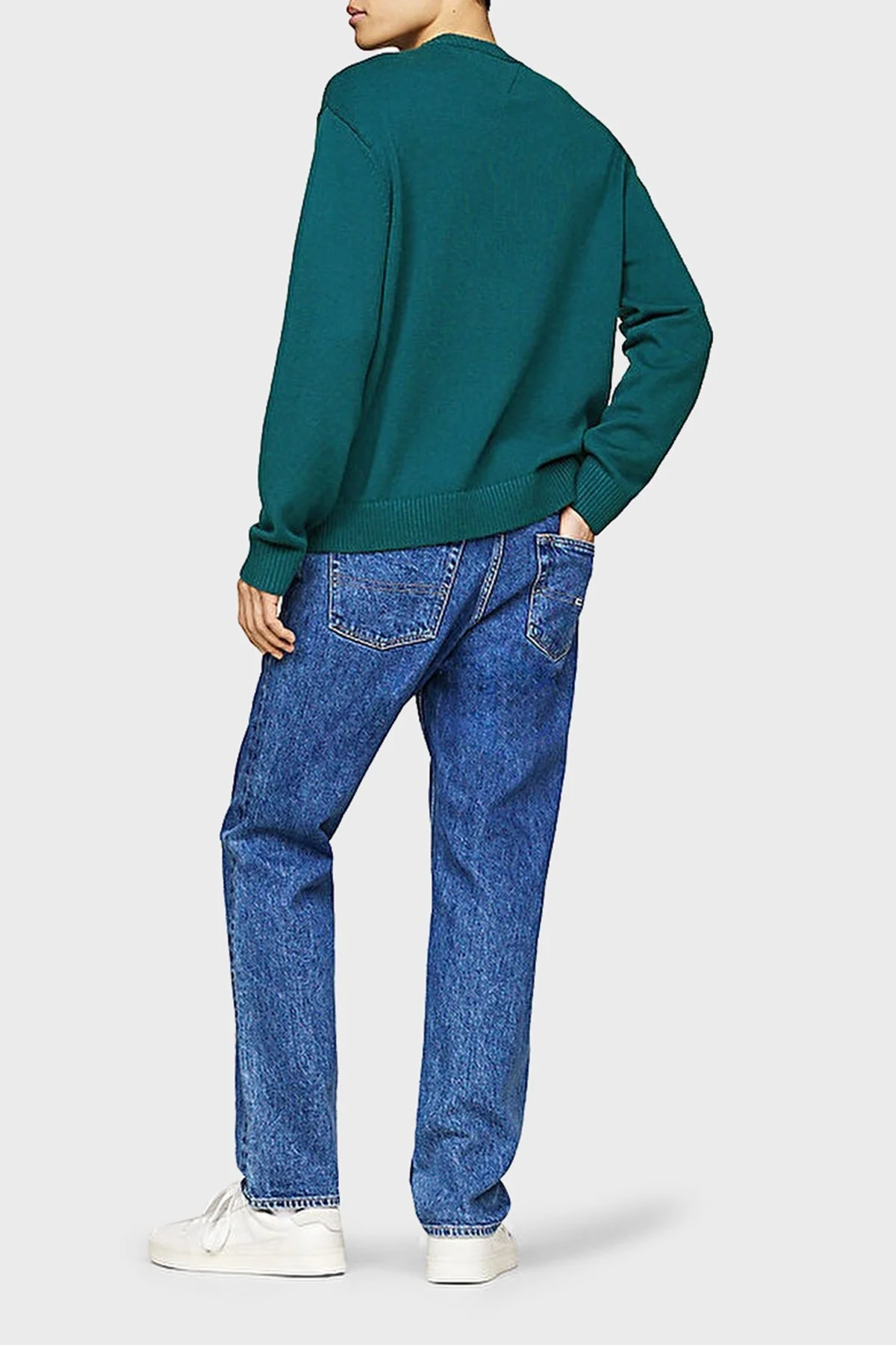 Tommy Jeans Yün Karışımlı Regular Fit Bisiklet Yaka Erkek Kazak DM0DM20706 CWG KOYU YEŞİL - 8