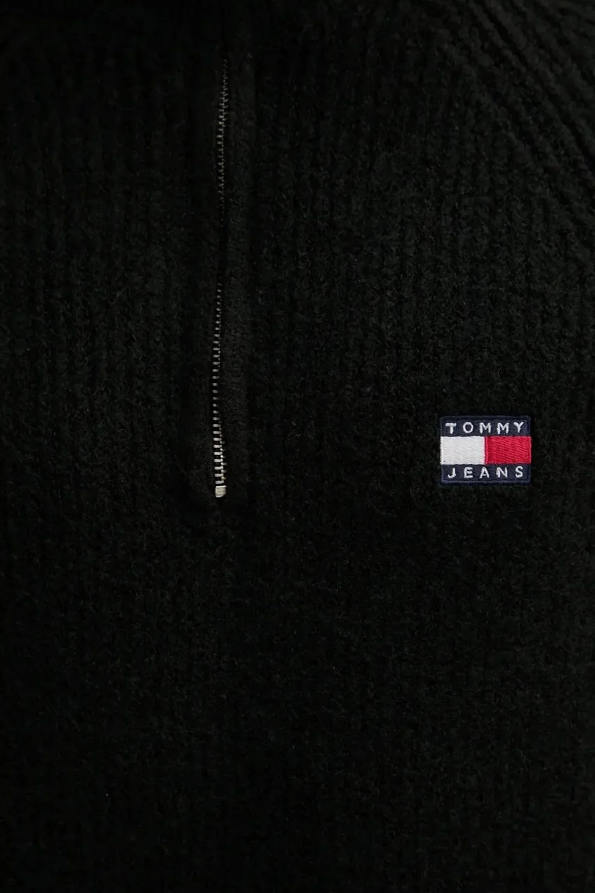 Tommy Jeans Yün Karışımlı Regular Fit Yarım Fermuarlı Dik Yaka Erkek Sweat DM0DM19437 BDS SİYAH - 5