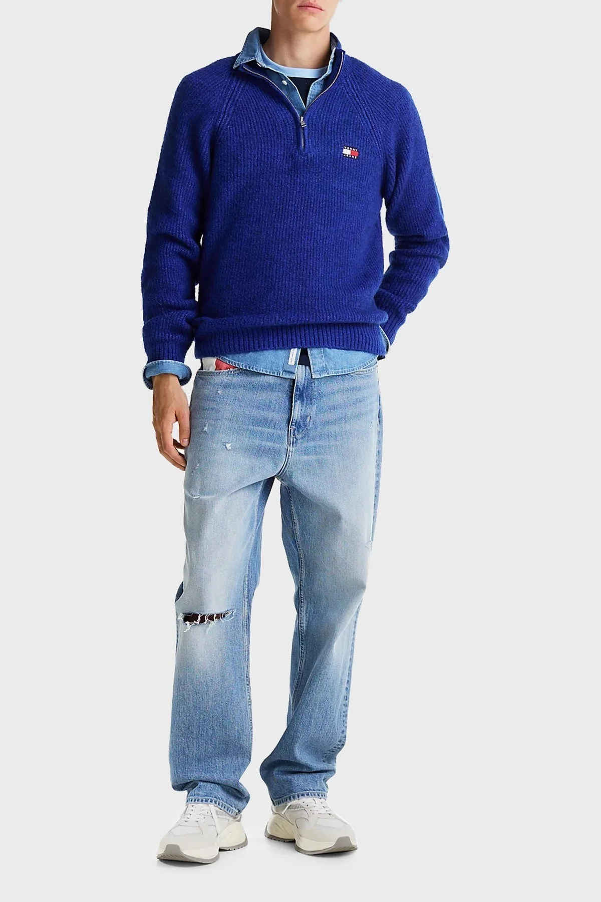 Tommy Jeans Yün Karışımlı Regular Fit Yarım Fermuarlı Dik Yaka Erkek Sweat DM0DM19437 C8T SAKS - 3