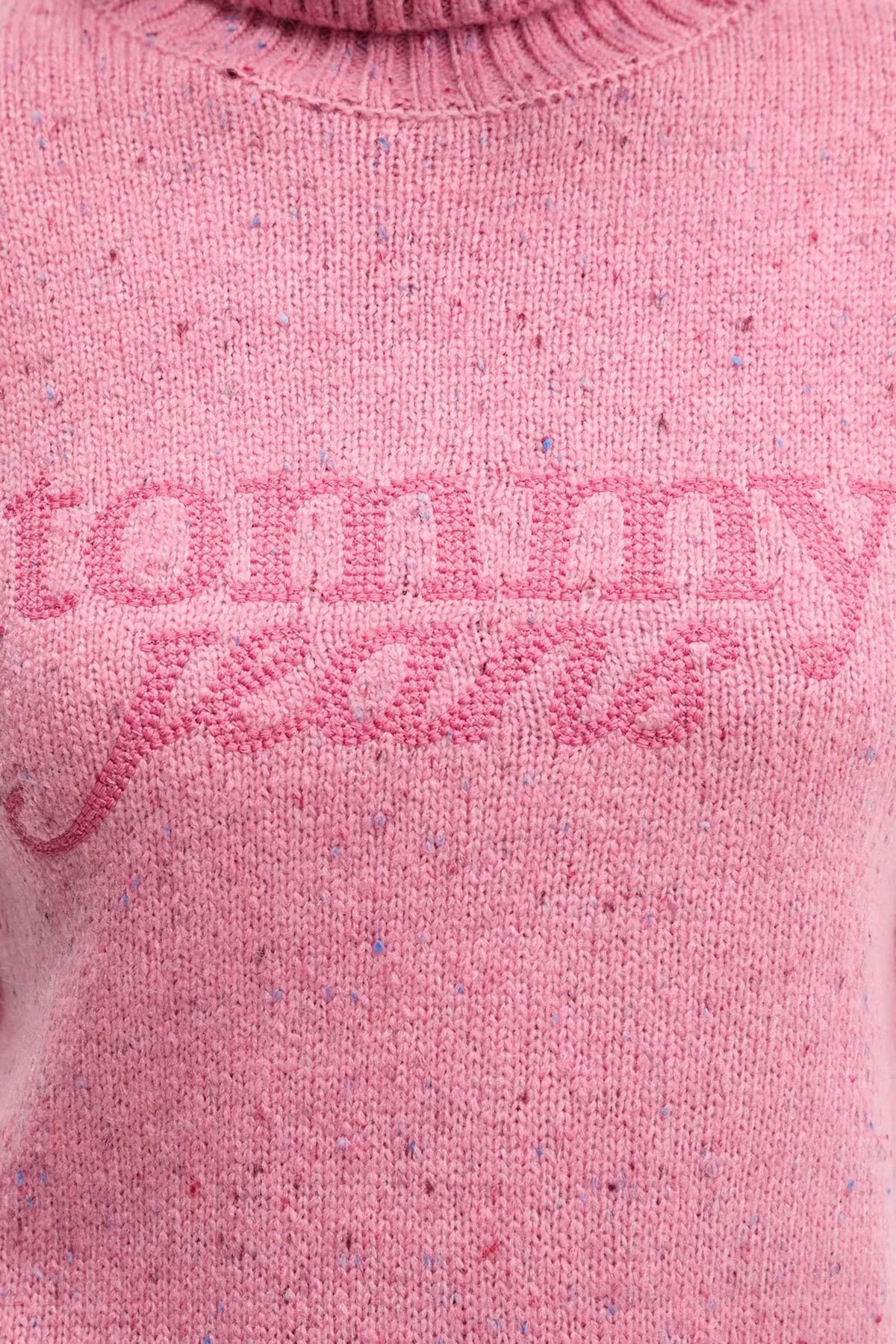 Tommy Jeans Yün Karışımlı Relaxed Fit Balıkçı Yaka Logolu Bayan Kazak DW0DW21687 THC PEMBE - 4