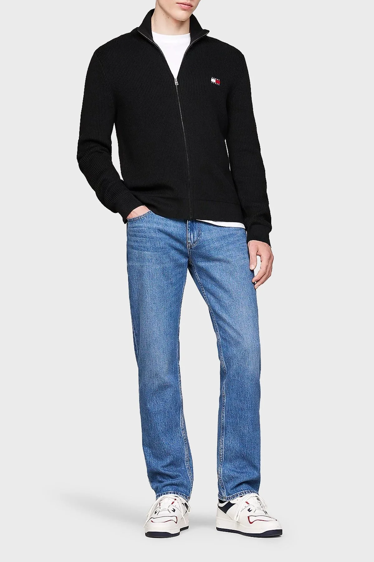 Tommy Jeans Yün Karışımlı Slim Fit Dik Yaka Fermuarlı Erkek Sweat DM0DM19435 BDS SİYAH - 3