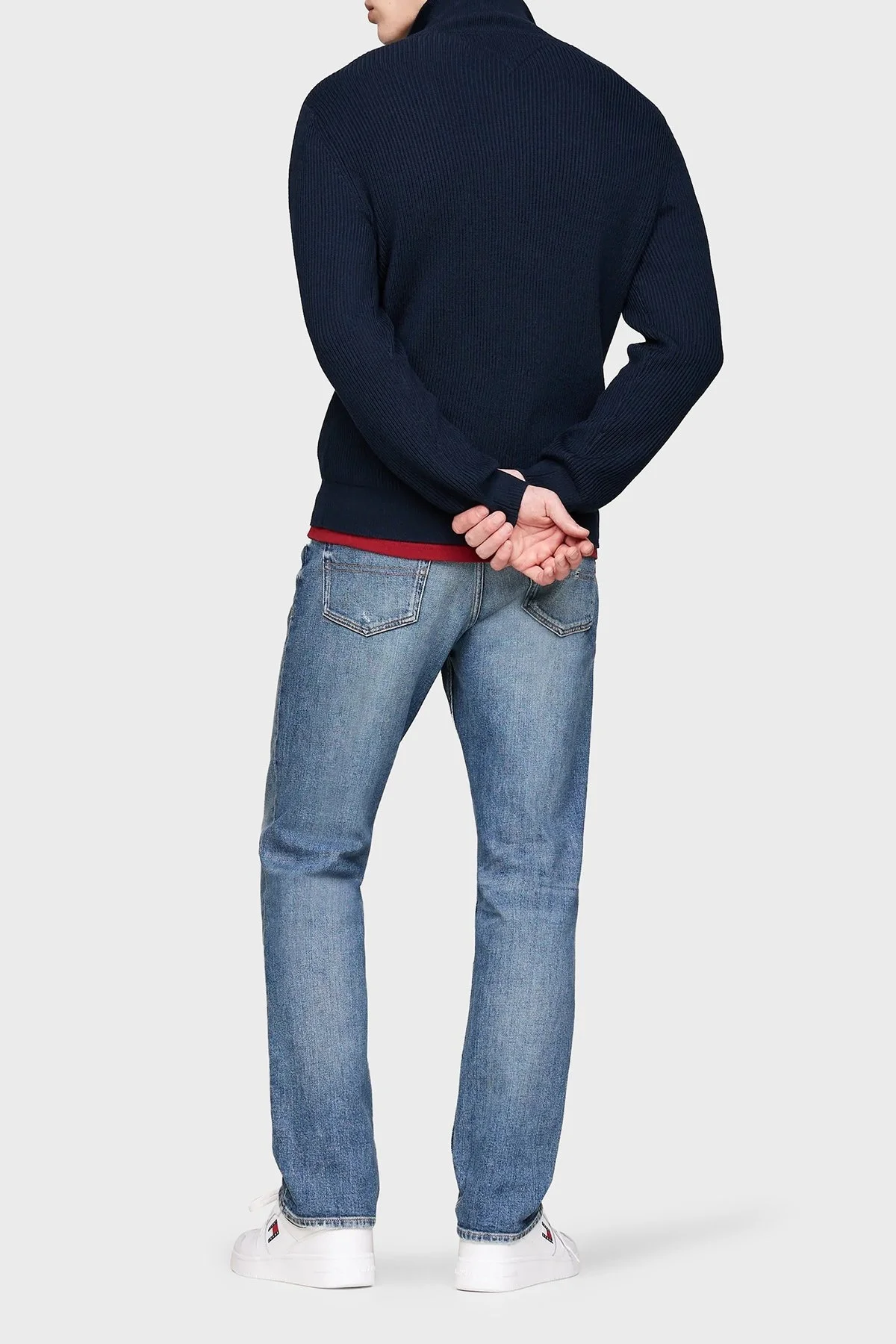 Tommy Jeans Yün Karışımlı Slim Fit Dik Yaka Fermuarlı Erkek Sweat DM0DM19435 C1G LACİVERT - 2