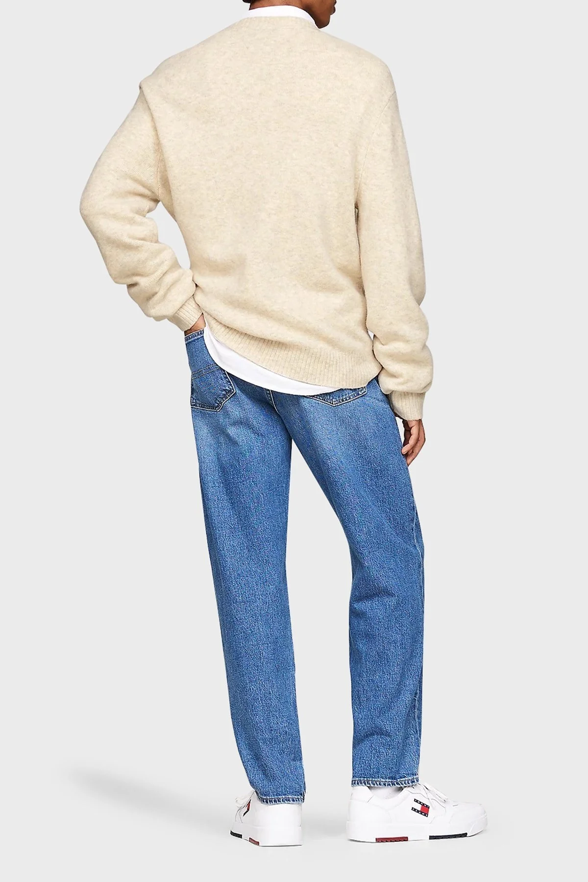 Tommy Jeans Yünlü Regular Fit Bisiklet Yaka Erkek Kazak DM0DM19442 ACG BEJ - 3