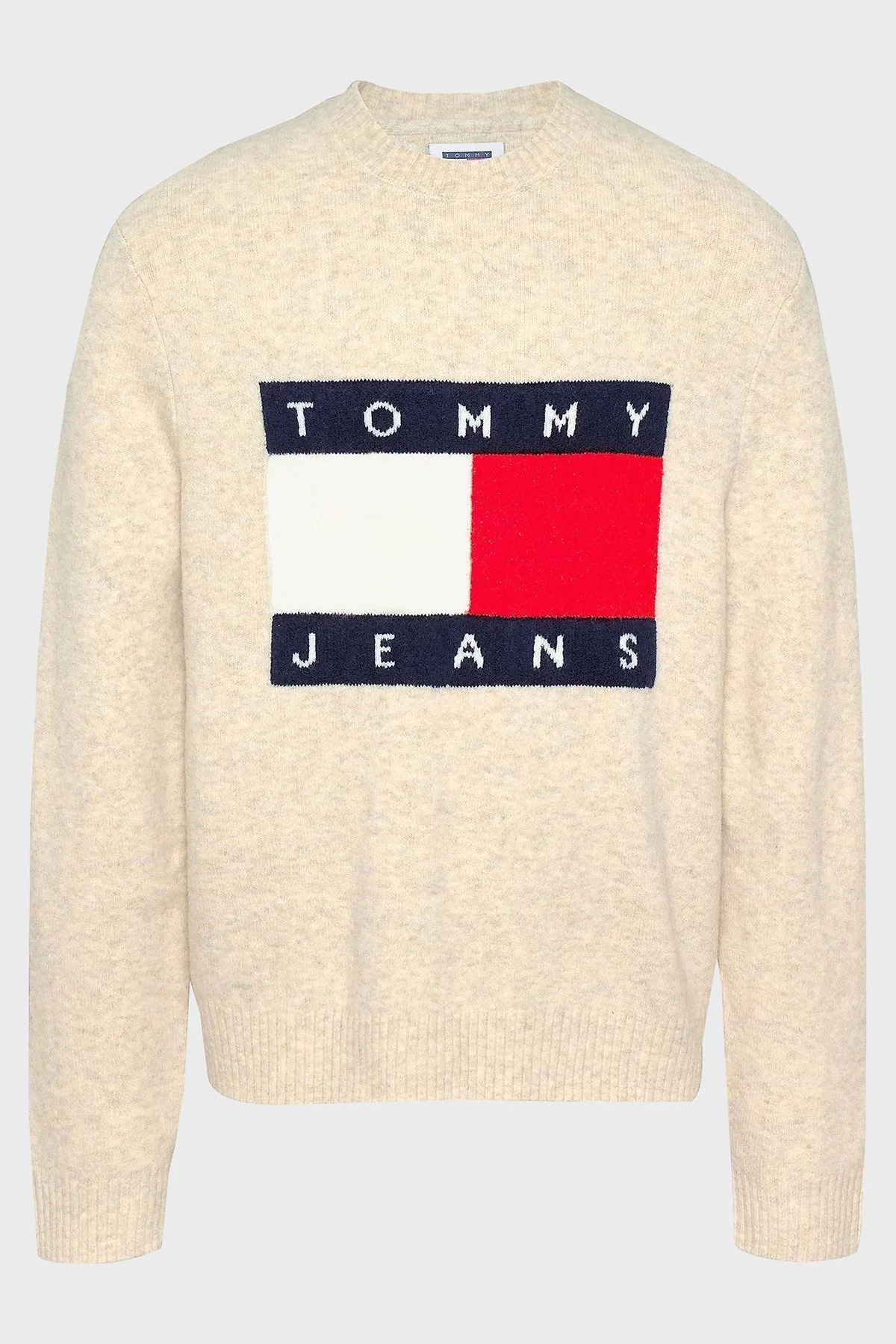 Tommy Jeans Yünlü Regular Fit Bisiklet Yaka Erkek Kazak DM0DM19442 ACG BEJ - 5