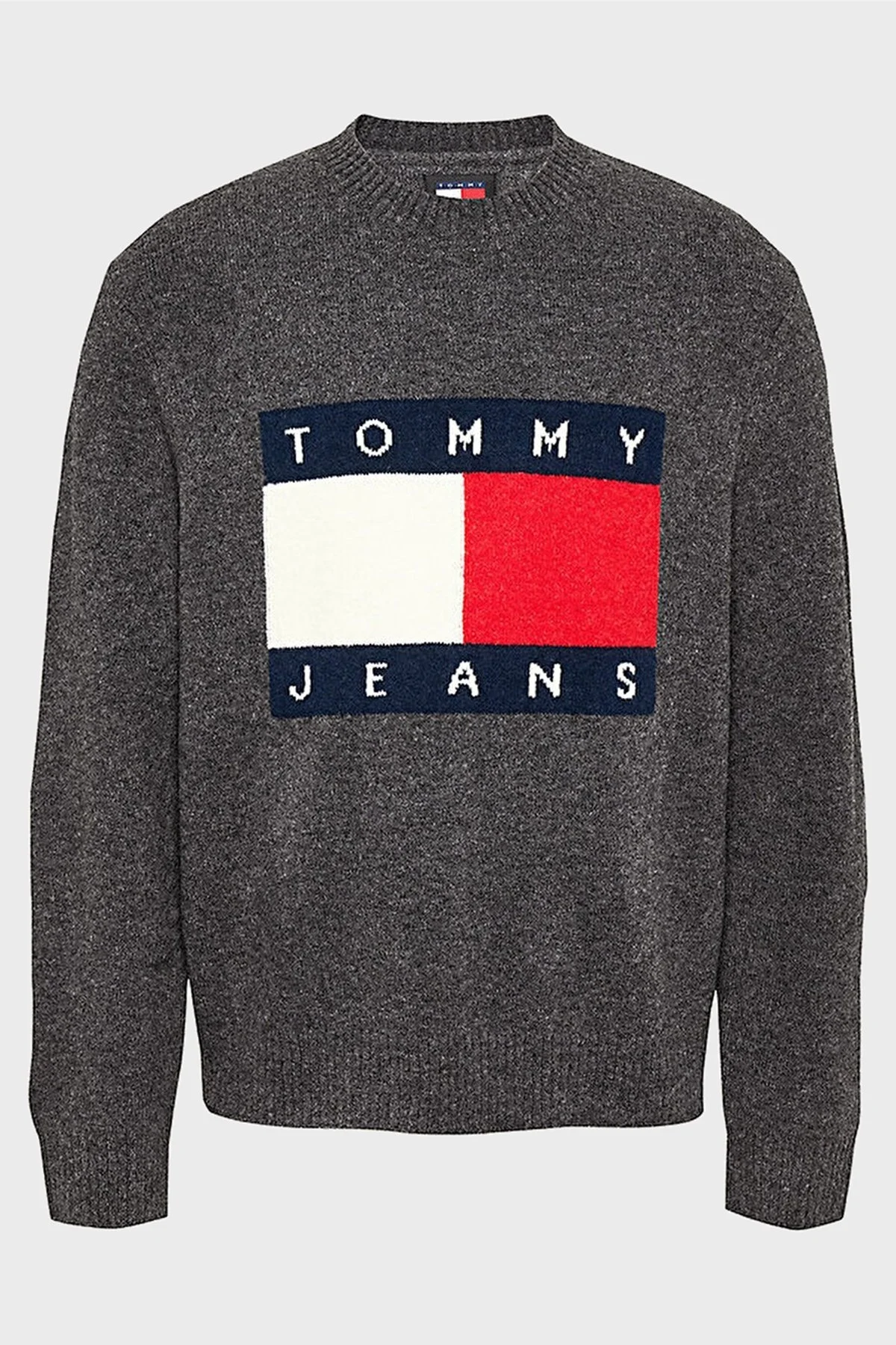 Tommy Jeans Yünlü Regular Fit Bisiklet Yaka Erkek Kazak DM0DM19442 PUB KOYU GRİ - 4
