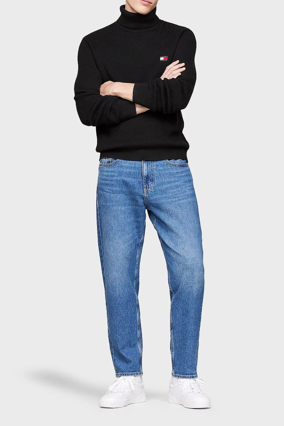 Tommy Jeans Yünlü Slim Fit Balıkçı Yaka Erkek Kazak DM0DM19434 BDS SİYAH - 8