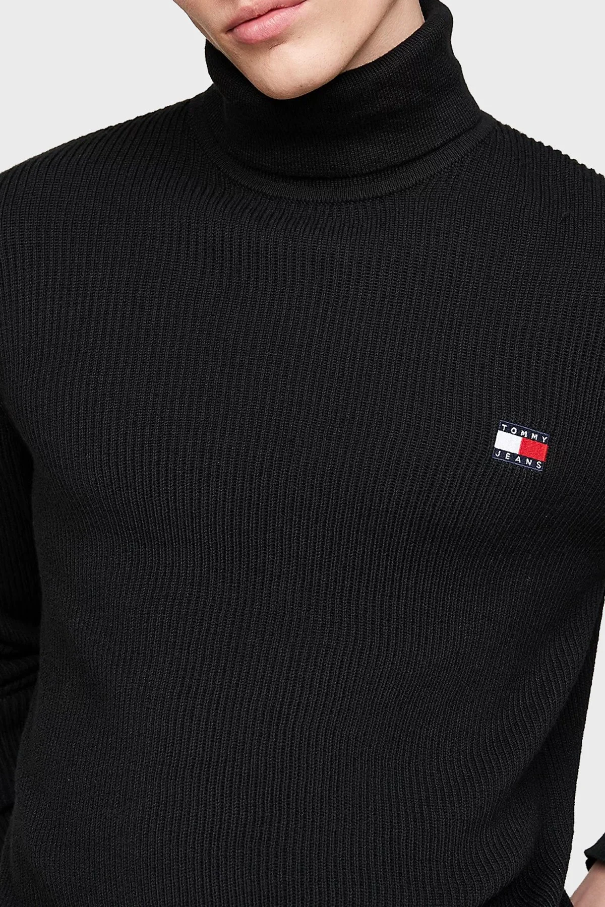 Tommy Jeans Yünlü Slim Fit Balıkçı Yaka Erkek Kazak DM0DM19434 BDS SİYAH - 10