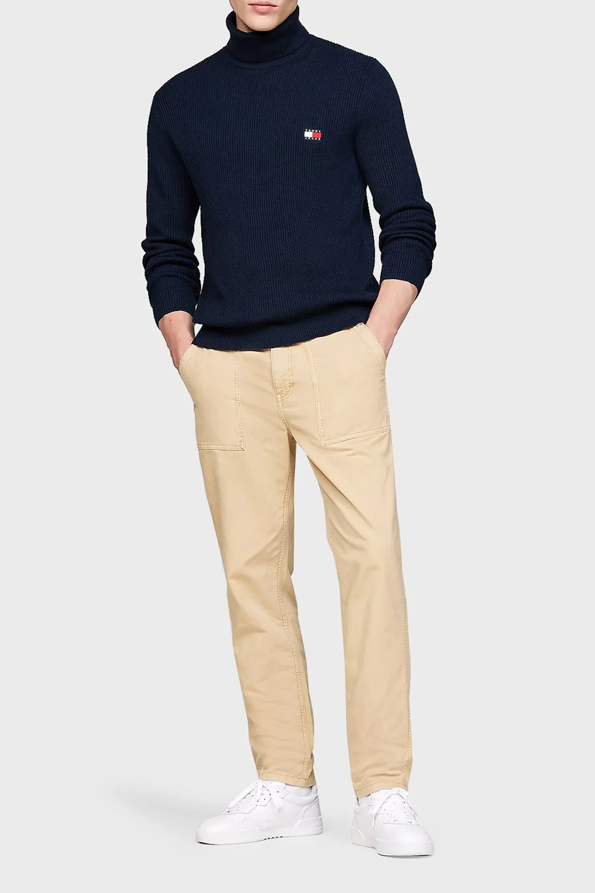 Tommy Jeans Yünlü Slim Fit Balıkçı Yaka Erkek Kazak DM0DM19434 C1G LACİVERT - 8