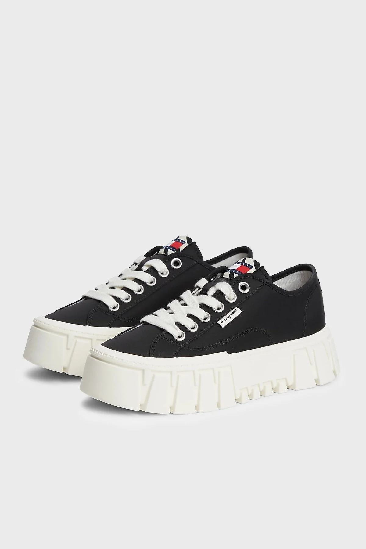 Tommy Jeans Zebra Desenli Platform Sneaker Kadın Ayakkabı EN0EN03070 BDS Siyah - 2