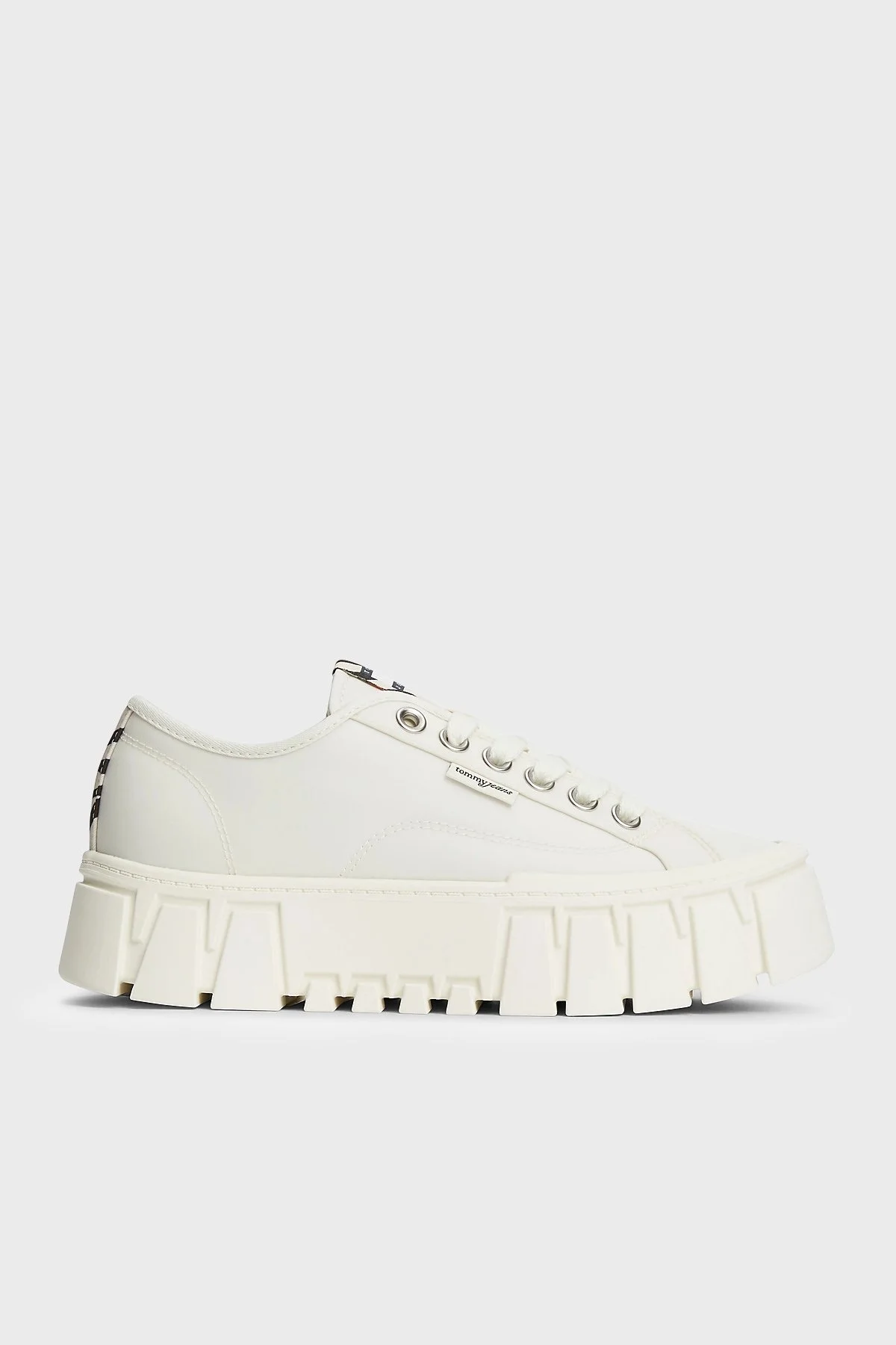 Tommy Jeans Zebra Desenli Platform Sneaker Kadın Ayakkabı EN0EN03070 YBI Beyaz - 1