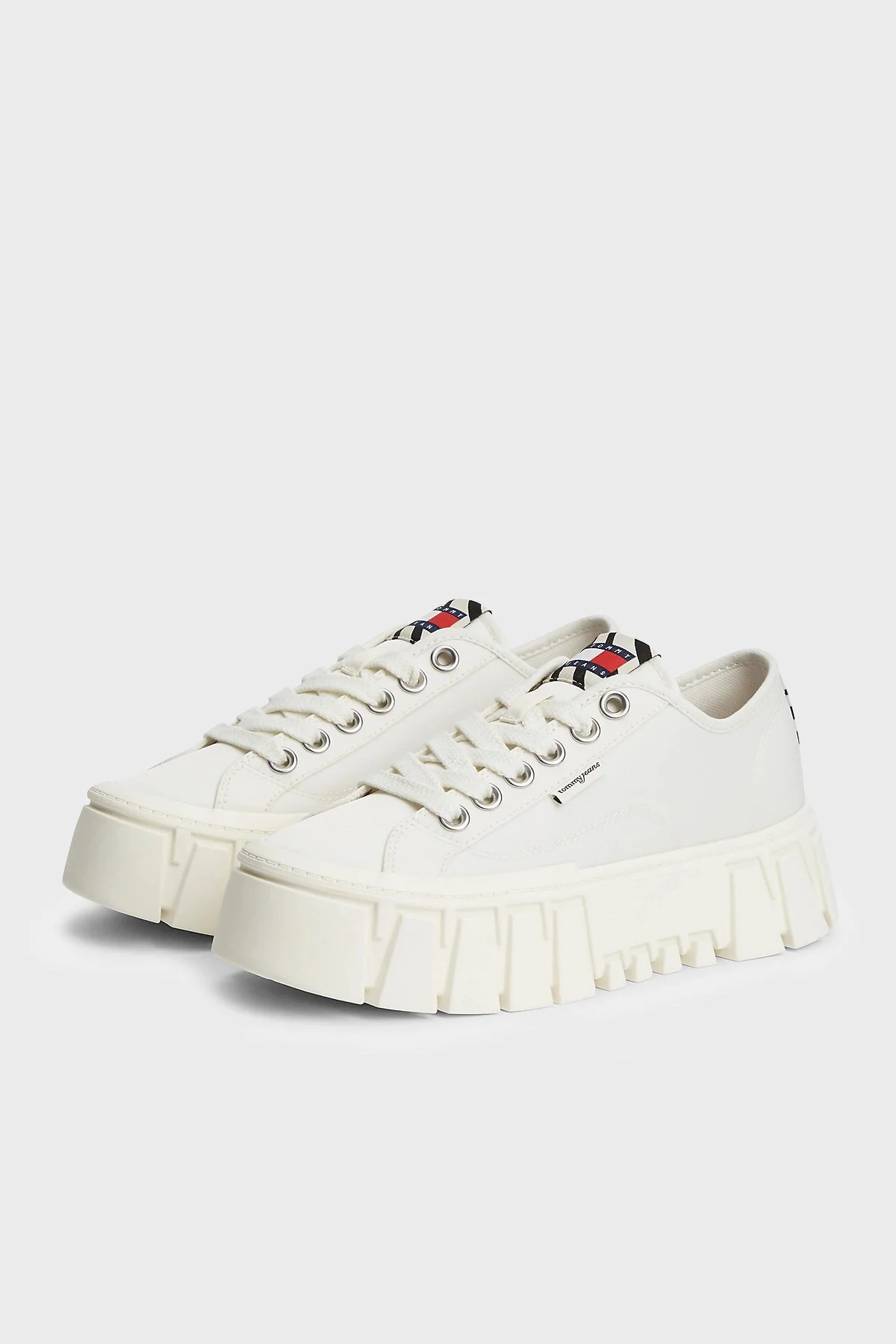 Tommy Jeans Zebra Desenli Platform Sneaker Kadın Ayakkabı EN0EN03070 YBI Beyaz - 3
