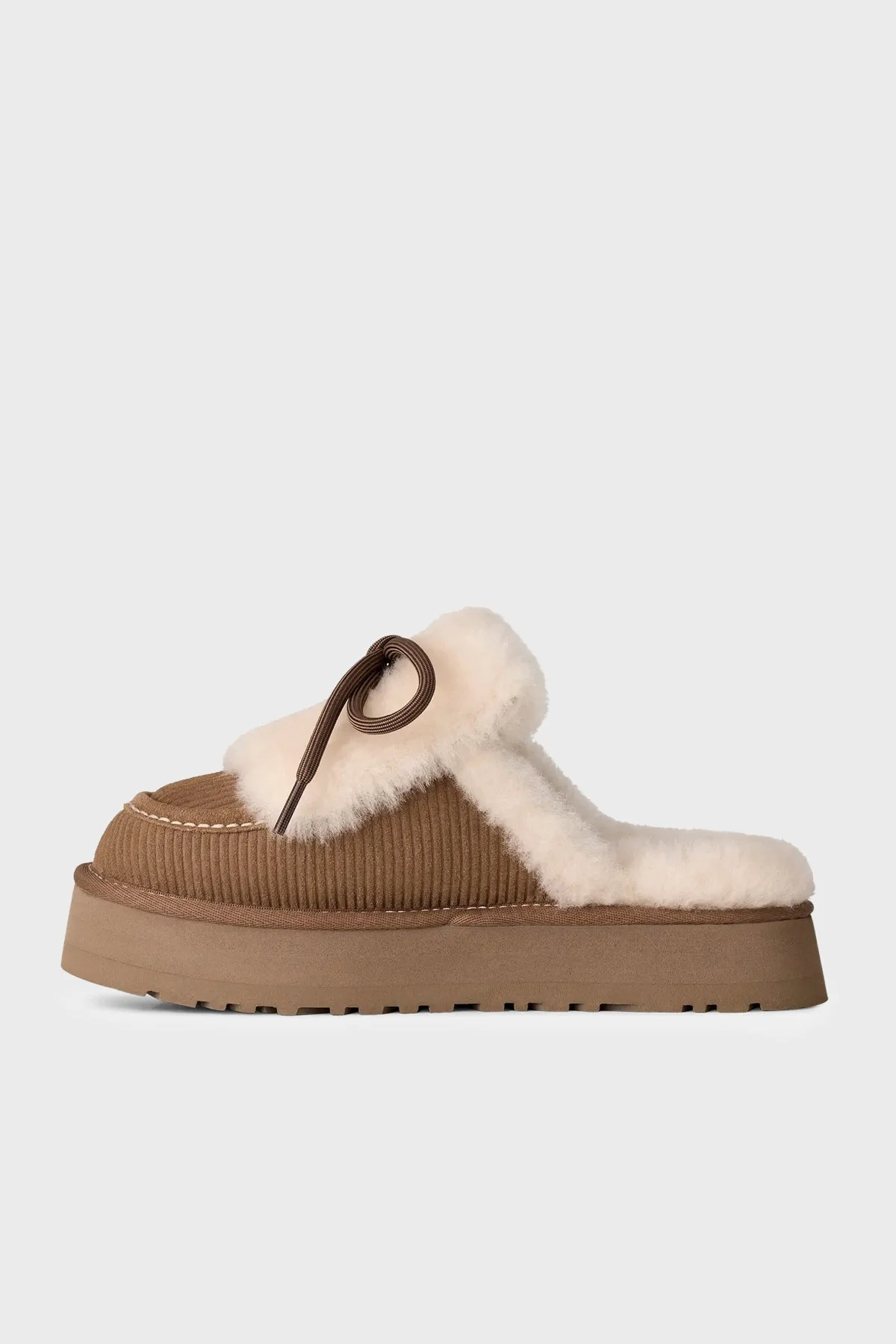 Ugg İçi Kürklü Kalın Tabanlı Süet Kadın Terlik 1180360 Taba - 3