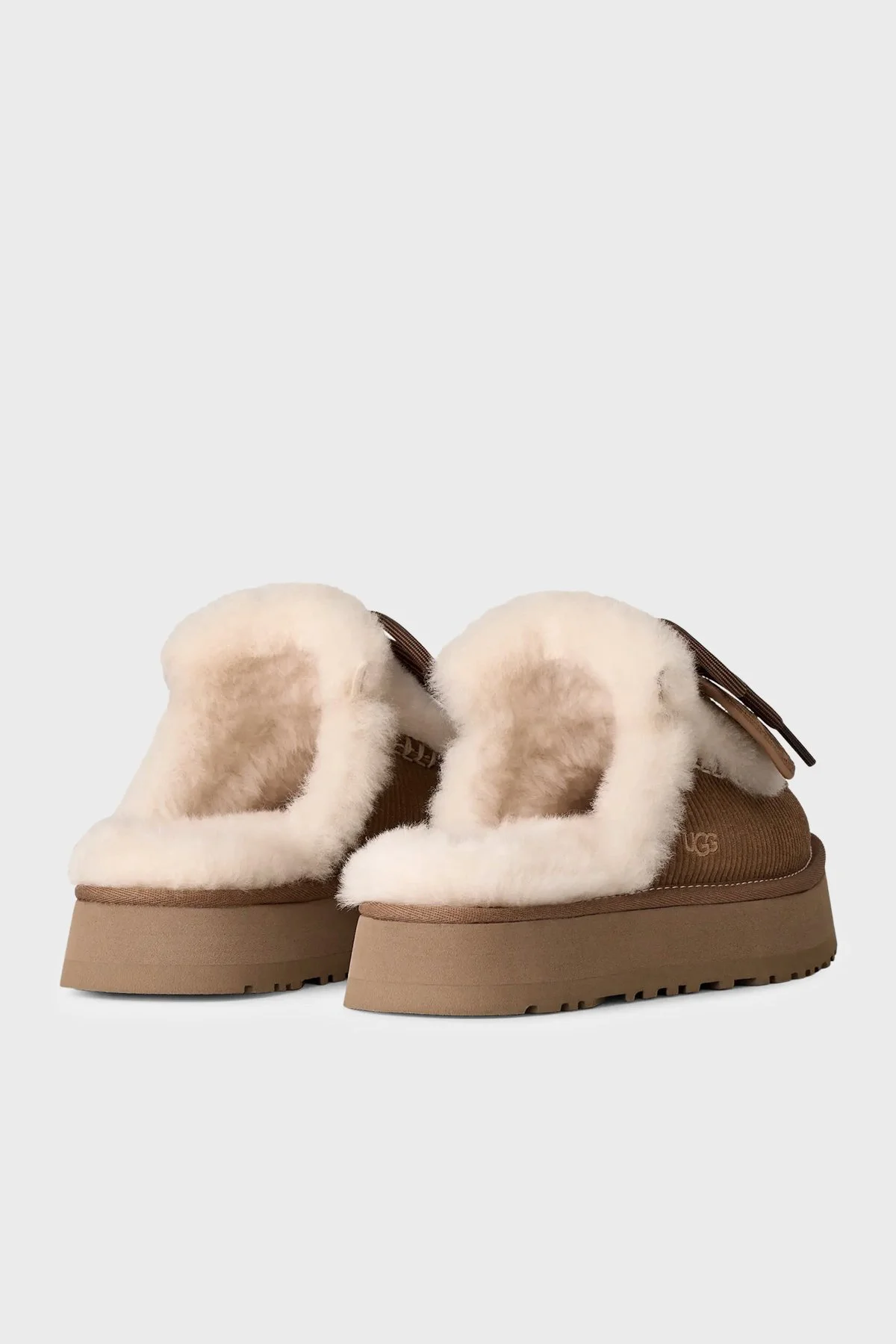 Ugg İçi Kürklü Kalın Tabanlı Süet Kadın Terlik 1180360 Taba - 4