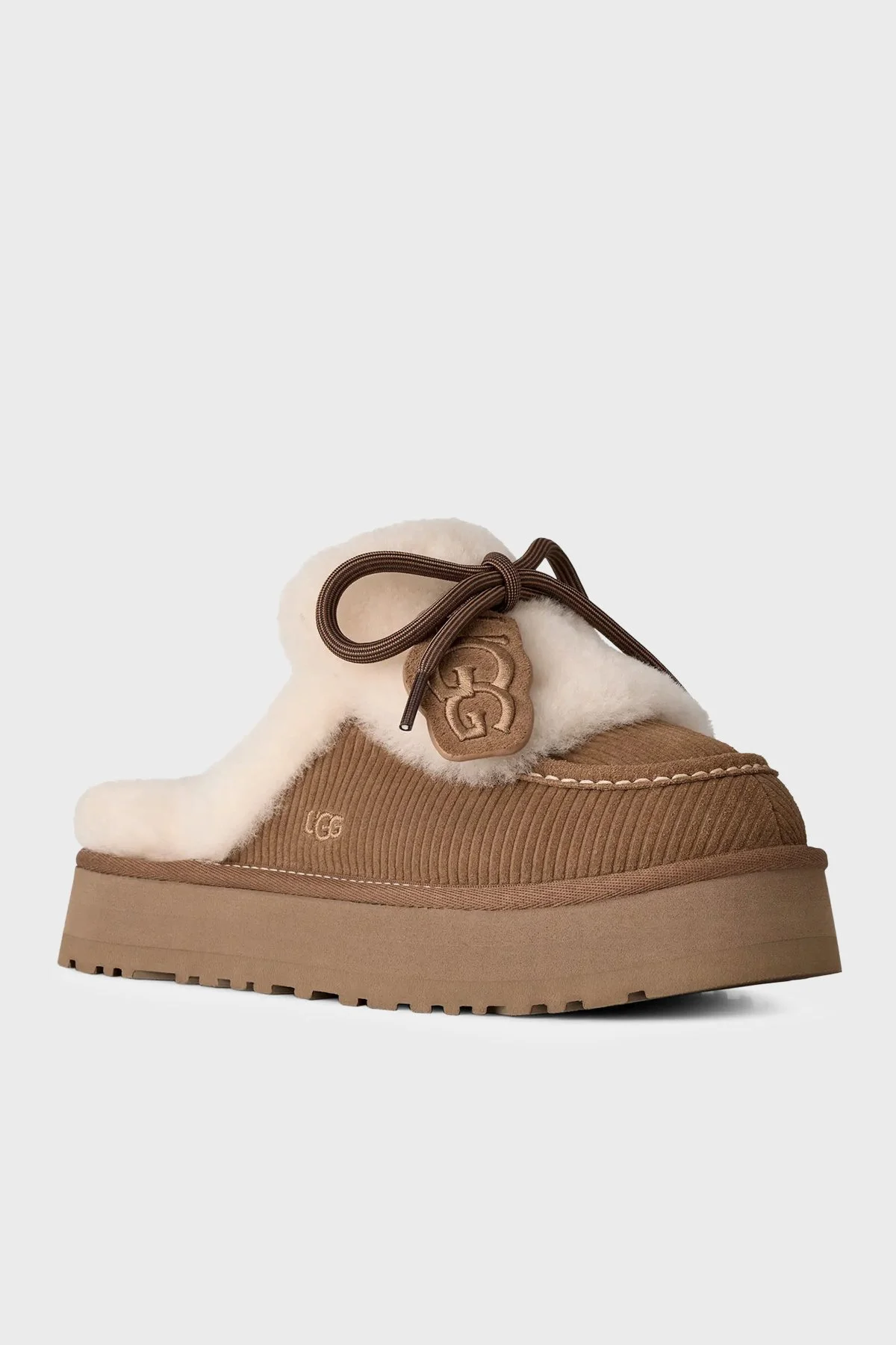 Ugg İçi Kürklü Kalın Tabanlı Süet Kadın Terlik 1180360 Taba - 5