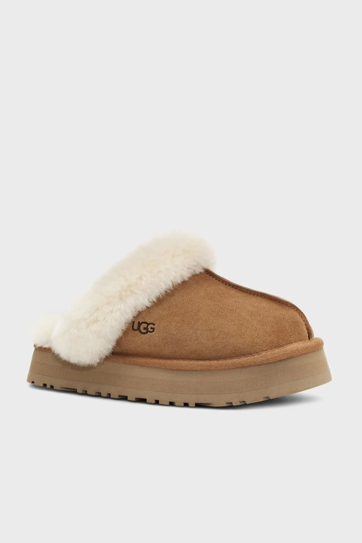 Ugg Kalın Tabanlı Kürklü Süet Kadın Terlik 1122550 TABA - 3