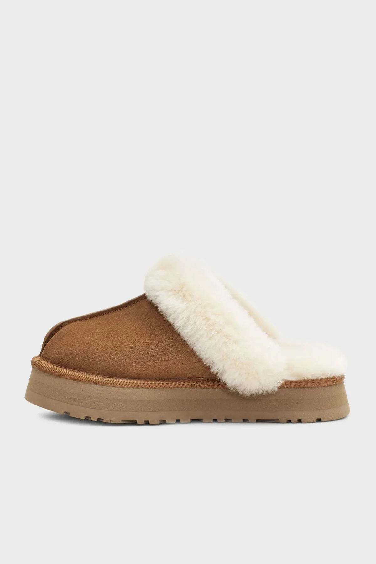 Ugg Kalın Tabanlı Kürklü Süet Kadın Terlik 1122550 TABA - 4
