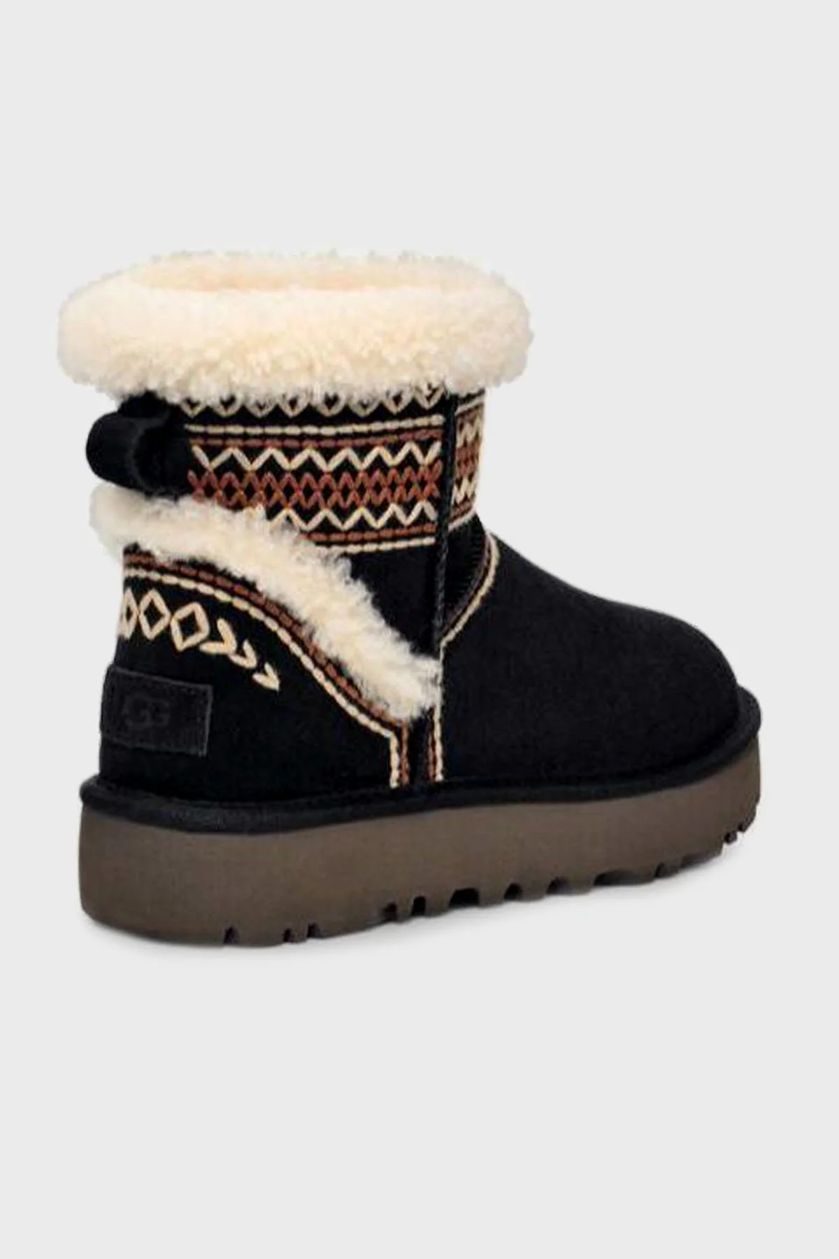 Ugg Klasik Mini Atherson İşlemeli Gerçek Yumuşak Tüylü Süet Kadın Bot 1158281 SİYAH - 6