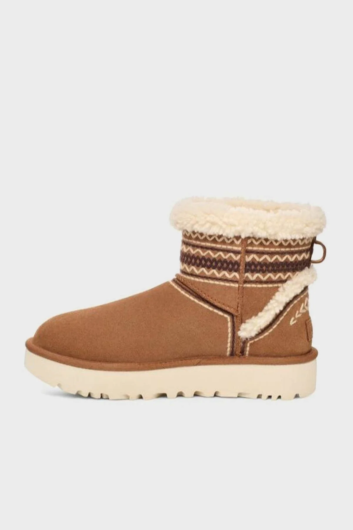 Ugg Klasik Mini Atherson İşlemeli Gerçek Yumuşak Tüylü Süet Bayan Bot 1158281 TABA - 3