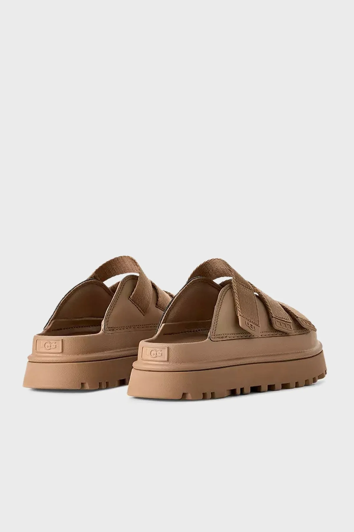 Ugg Logolu 3 Bantlı Cırtlı Kalın Taban Bayan Terlik 1167430 Koyu Kum - 3