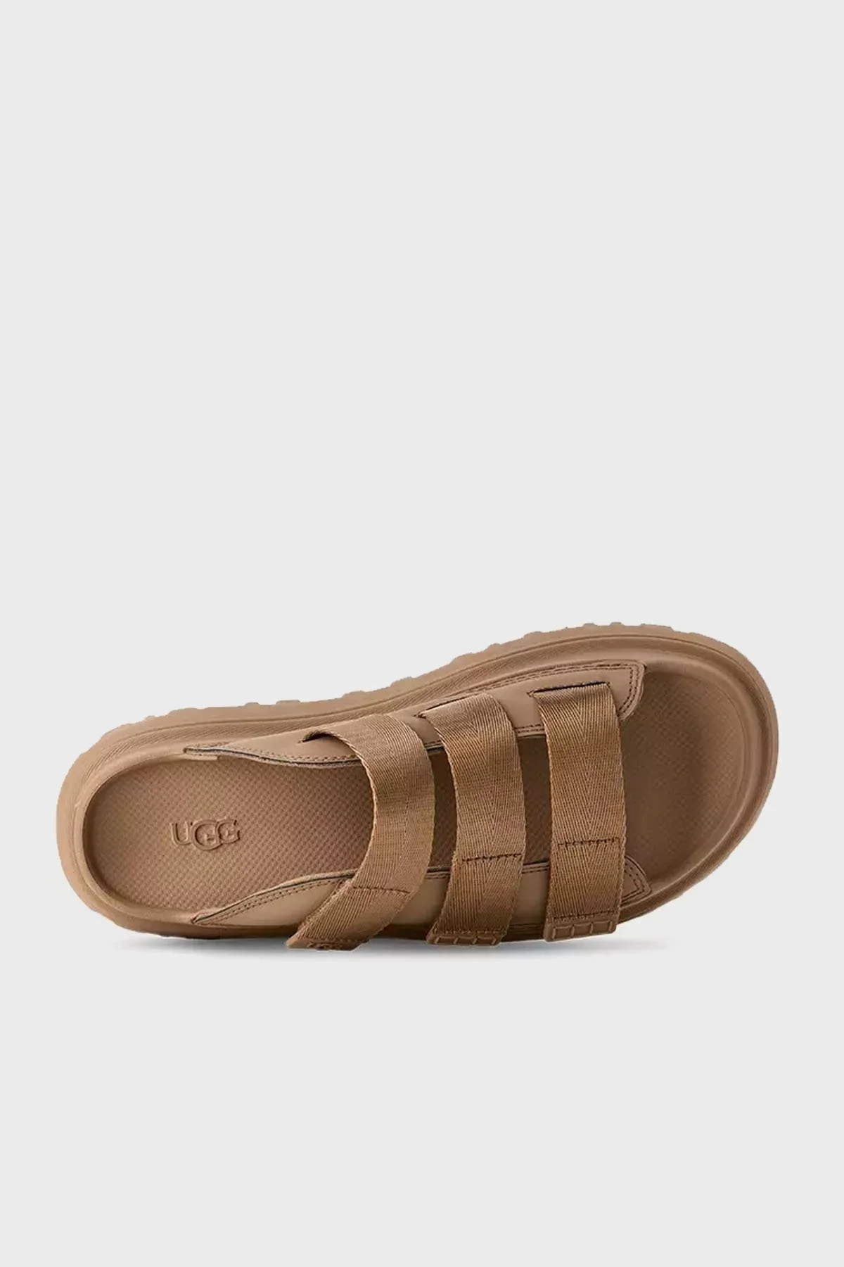 Ugg Logolu 3 Bantlı Cırtlı Kalın Taban Bayan Terlik 1167430 Koyu Kum - 4
