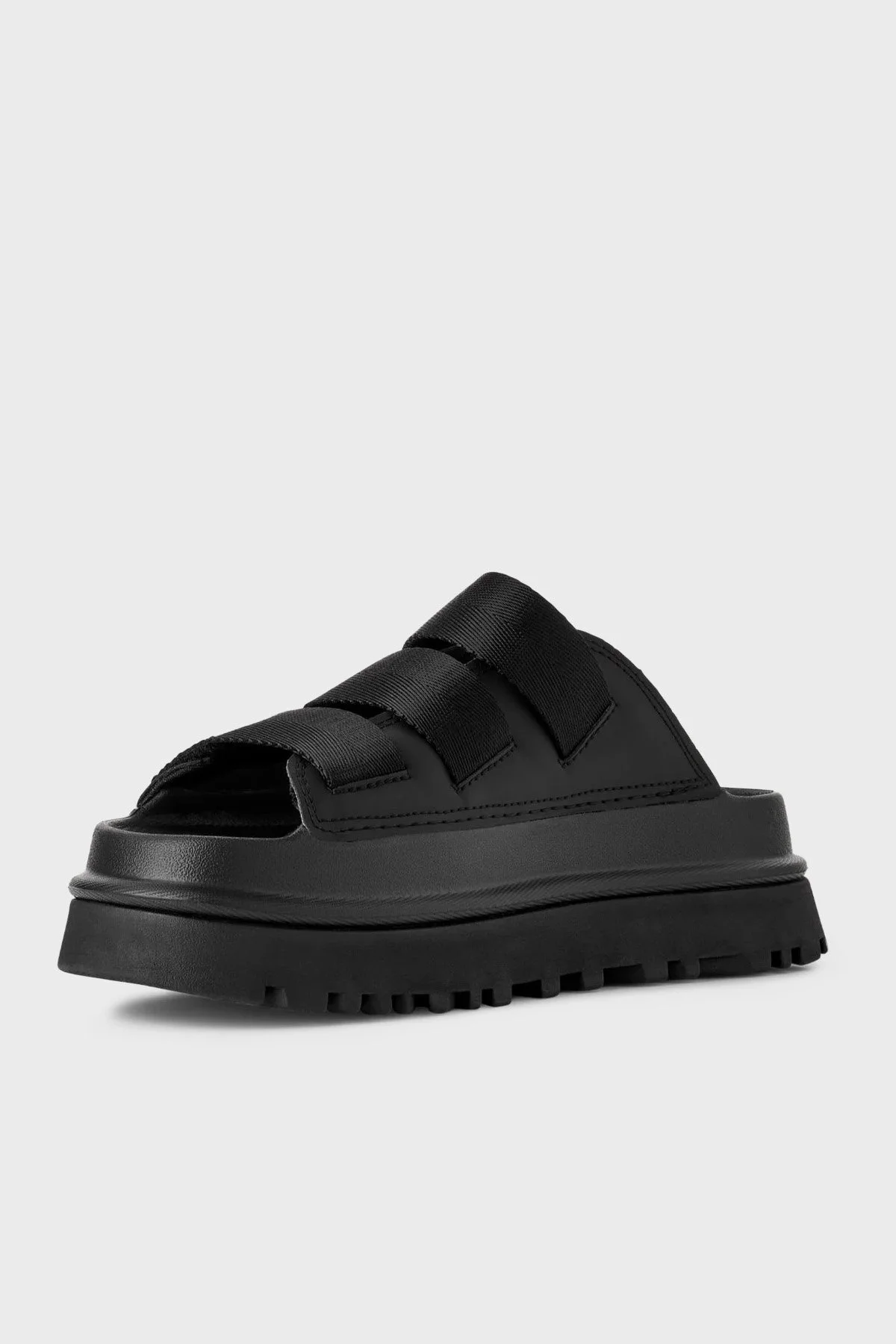 Ugg Logolu 3 Bantlı Cırtlı Kalın Taban Bayan Terlik 1167430 SİYAH - 3