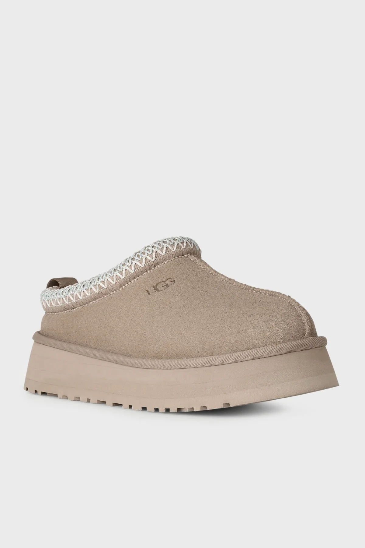 Ugg Logolu Hakiki Deri Platform Taban Yünlü Süet Bayan Terlik 1174471 KUM - 3