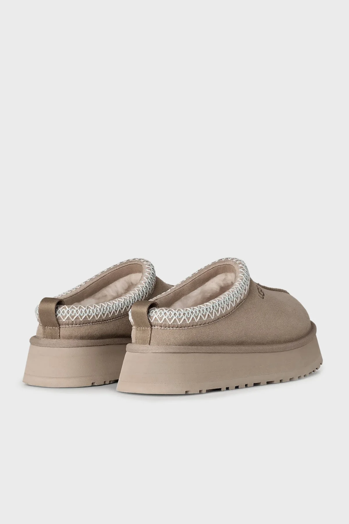 Ugg Logolu Hakiki Deri Platform Taban Yünlü Süet Bayan Terlik 1174471 KUM - 4