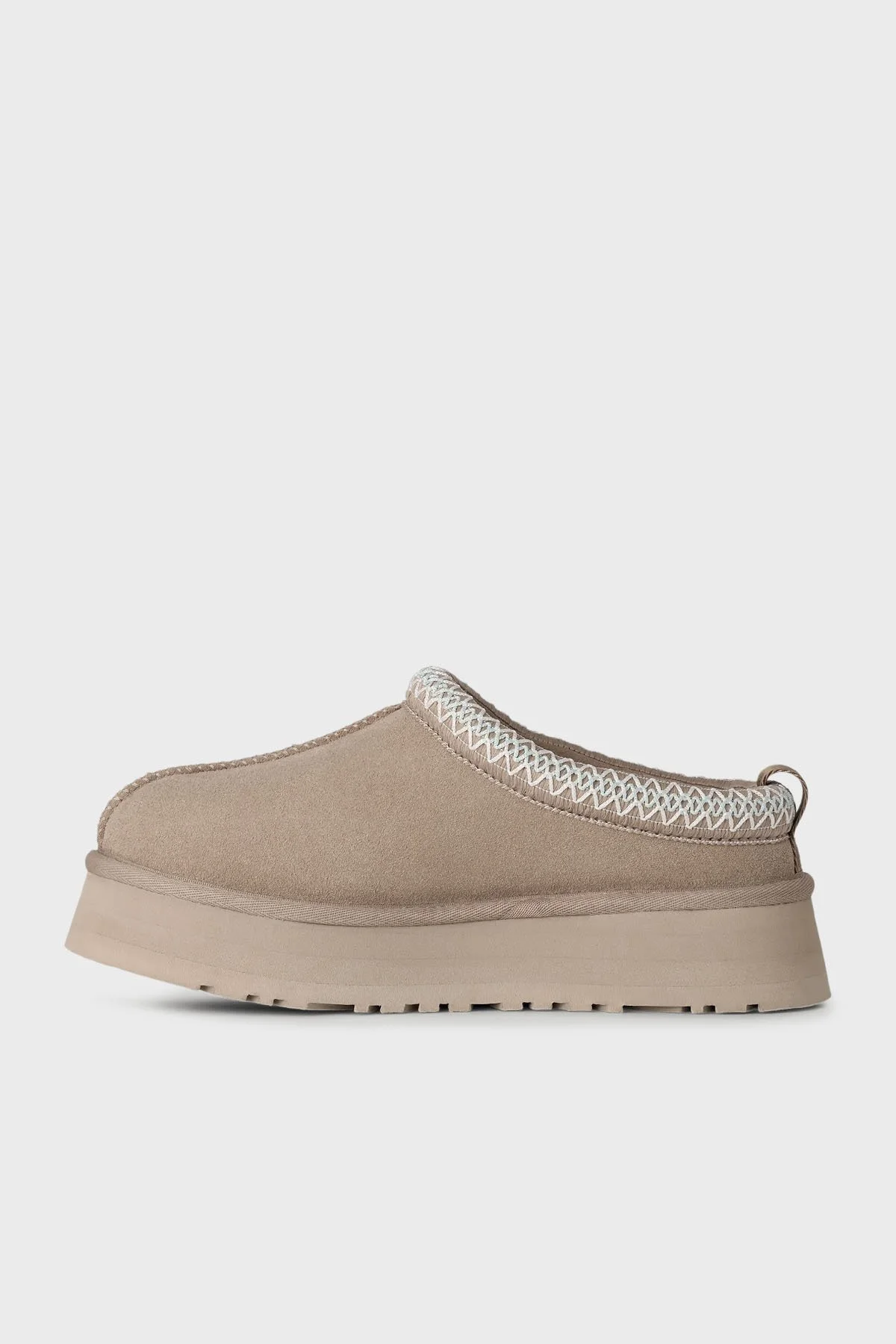 Ugg Logolu Hakiki Deri Platform Taban Yünlü Süet Kadın Terlik 1174471 KUM - 2