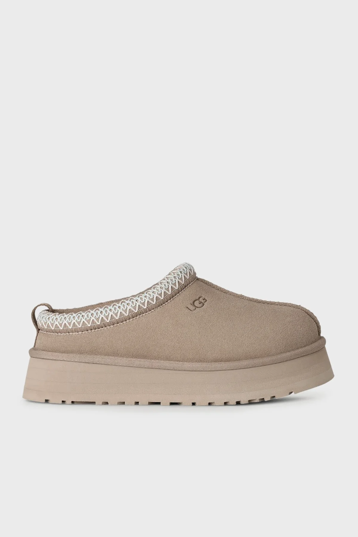 Ugg Logolu Hakiki Deri Platform Taban Yünlü Süet Kadın Terlik 1174471 KUM - 1