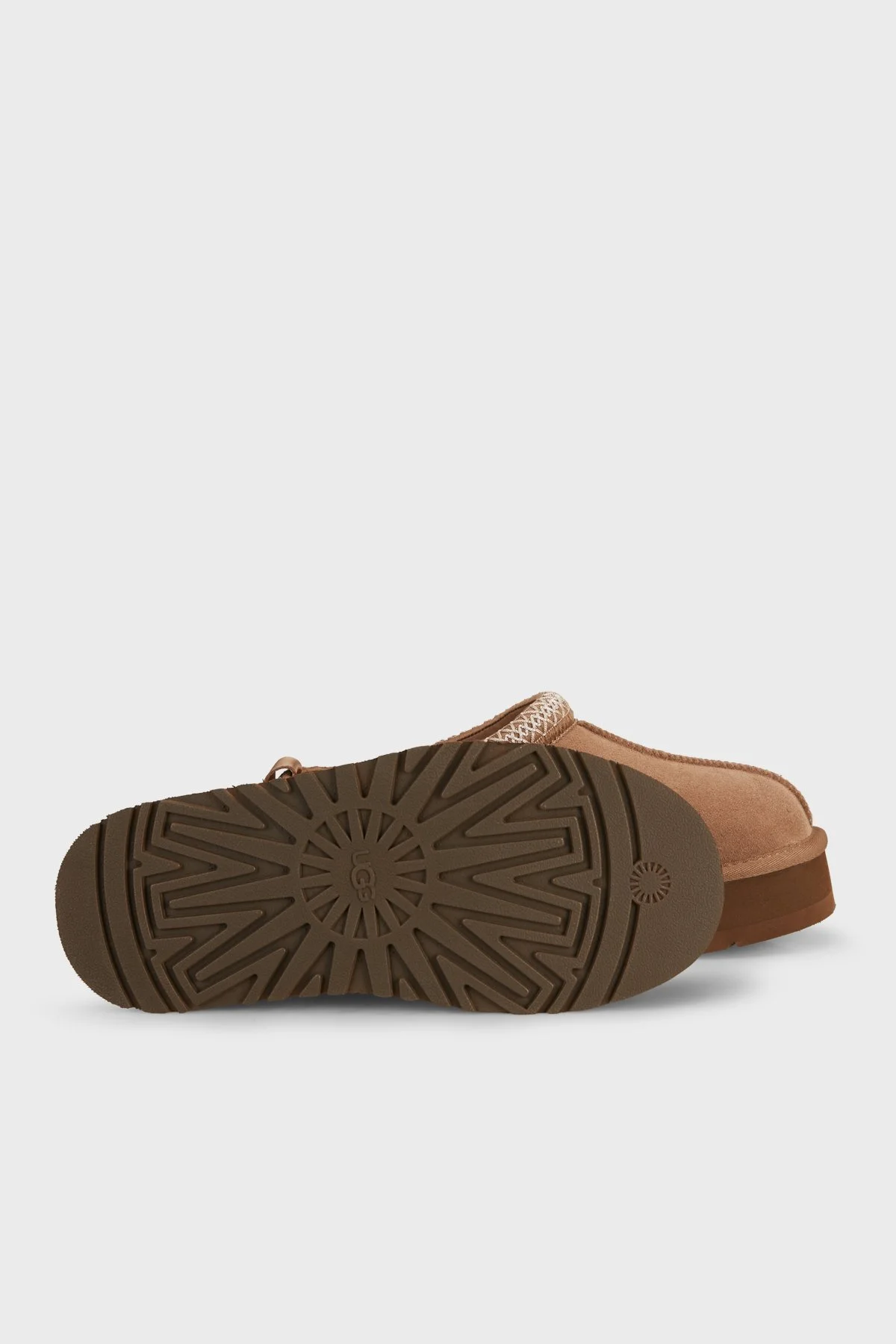 Ugg Logolu Hakiki Deri Platform Taban Yünlü Süet Kadın Terlik 1174471 Açık kahve - 5