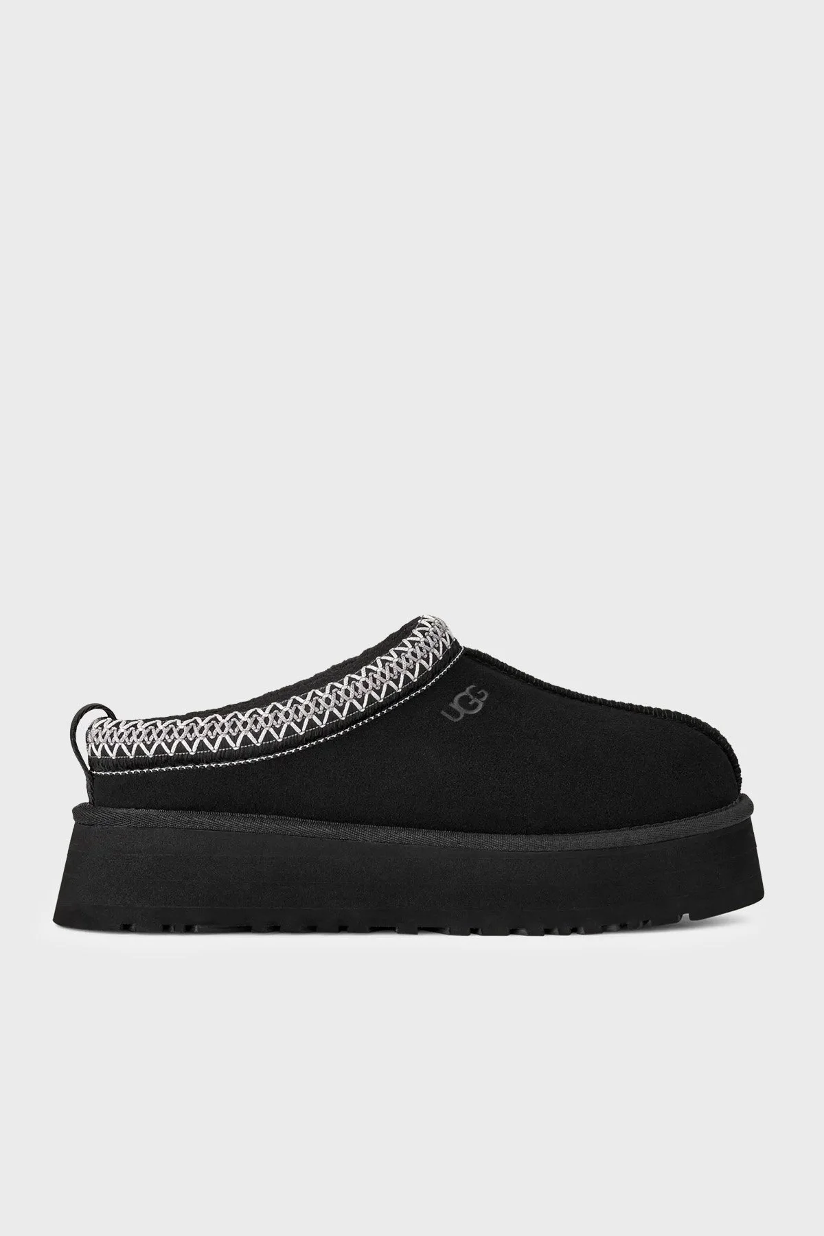 Ugg Logolu Hakiki Deri Platform Taban Yünlü Süet Kadın Terlik 1174471 Siyah - 1
