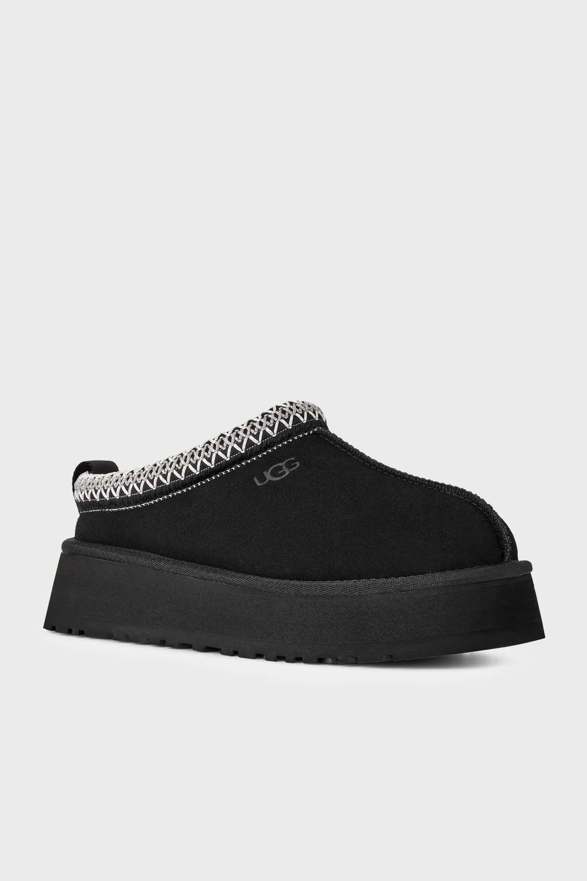 Ugg Logolu Hakiki Deri Platform Taban Yünlü Süet Kadın Terlik 1174471 Siyah - 2