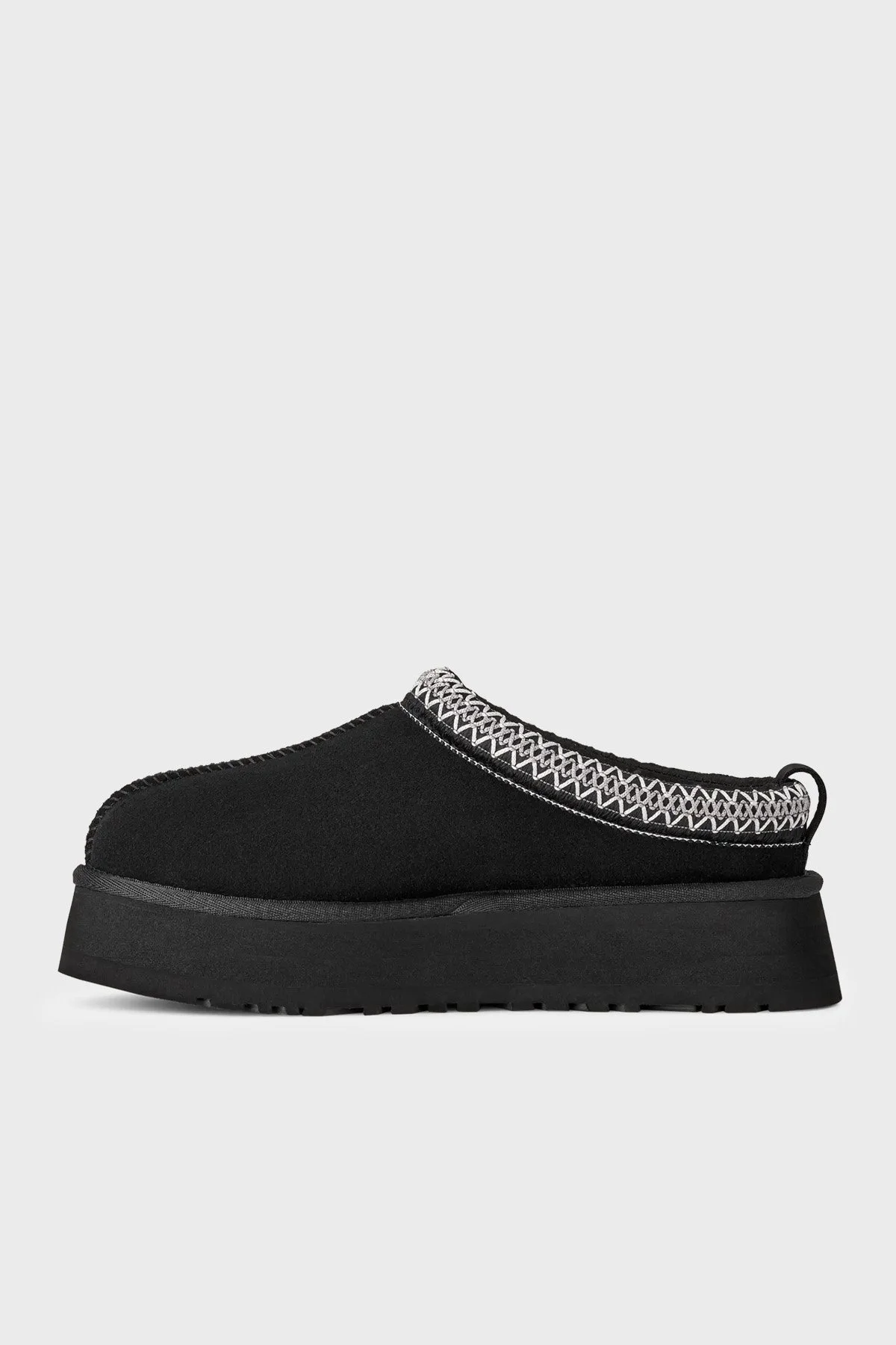 Ugg Logolu Hakiki Deri Platform Taban Yünlü Süet Kadın Terlik 1174471 Siyah - 3