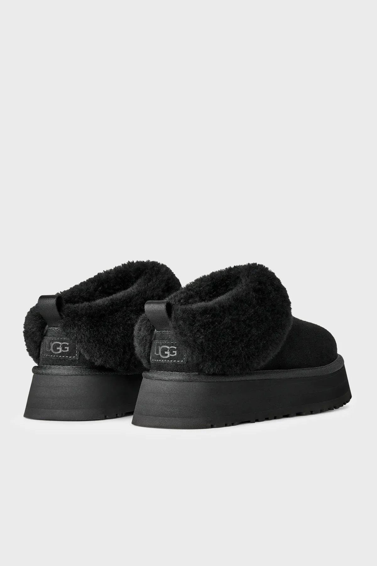 Ugg Logolu Hakiki Deri Ve Yün Karışımlı Kürk Detaylı Süet Kadın Terlik 1171393 Siyah - 4