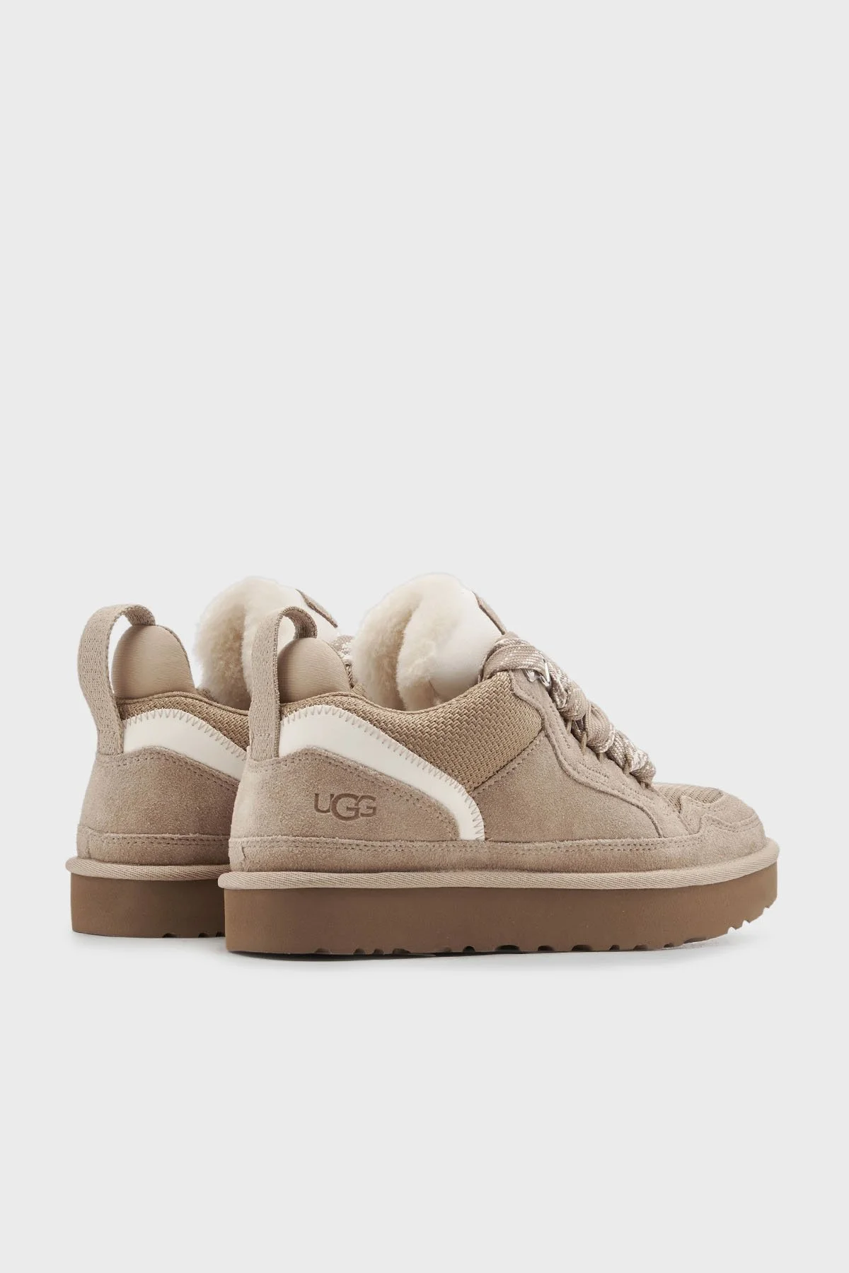 Ugg Logolu Hakiki Deri Yünlü Bilekli Sneaker Kadın Ayakkabı 1144032 KUM - 4